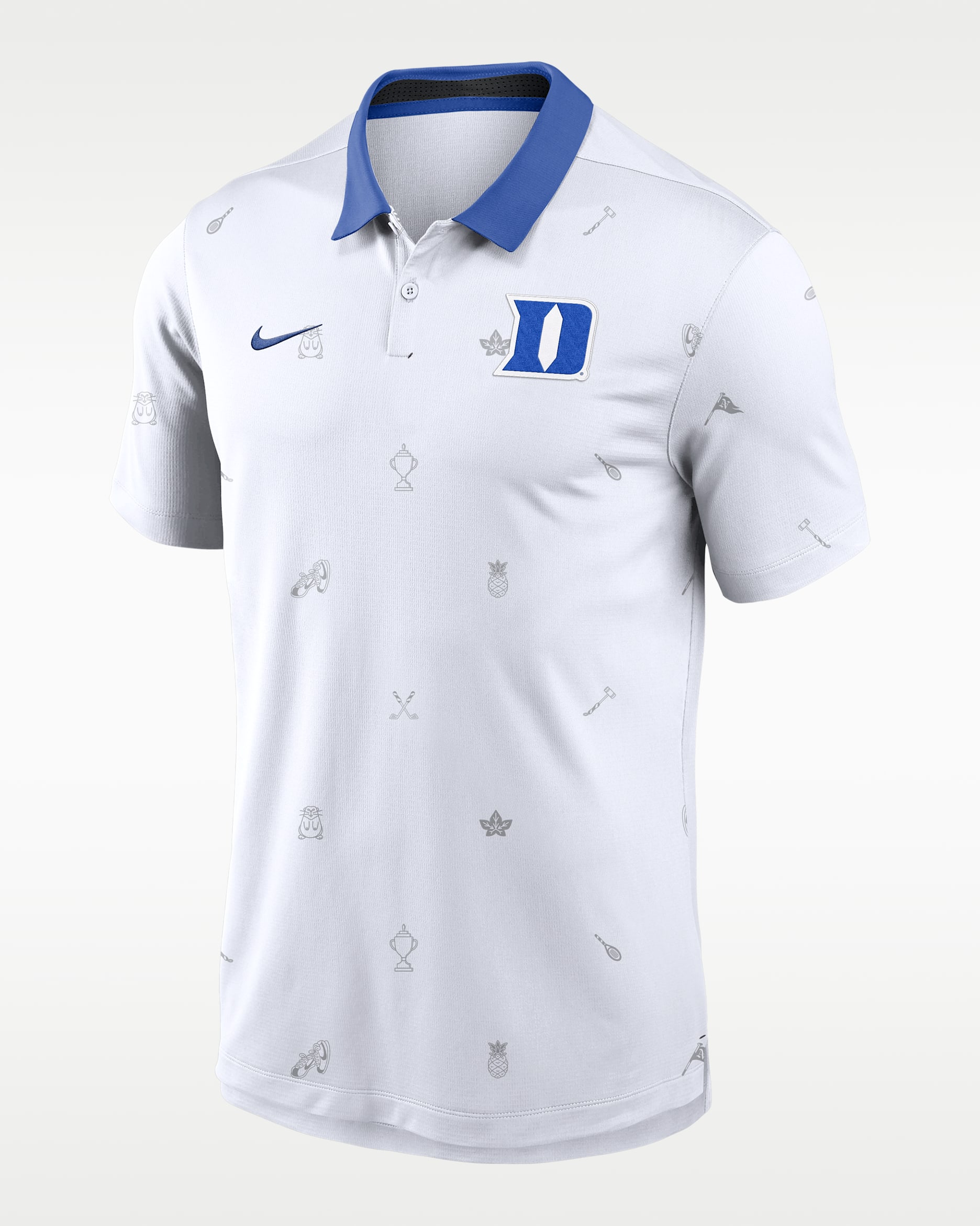 Duke Vapor Pattern Men's Nike Dri-FIT College Polo - White/Royal