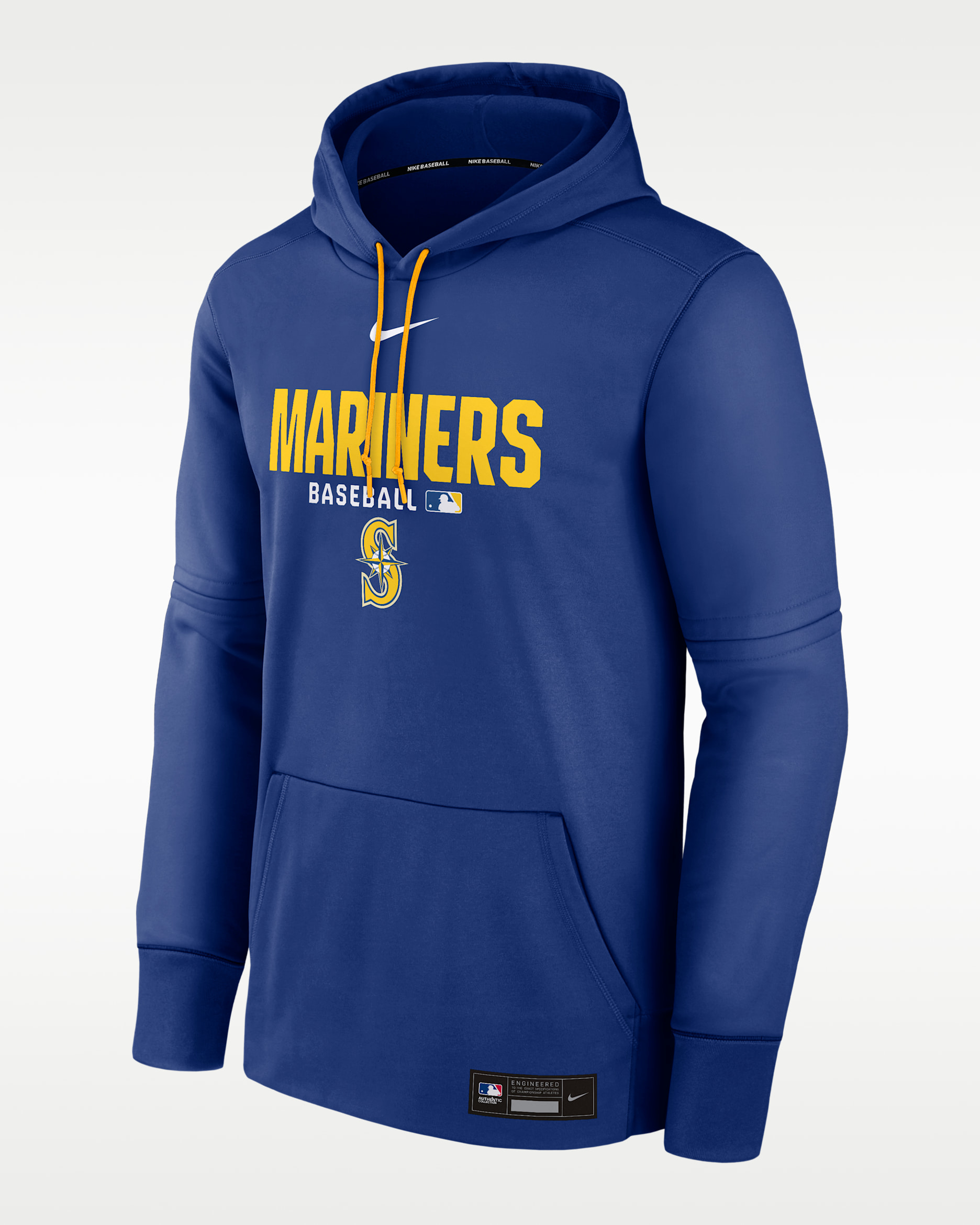 Sudadera con gorro sin cierre Nike Therma de la MLB para hombre Seattle Mariners Authentic Collection - Royal/Oro