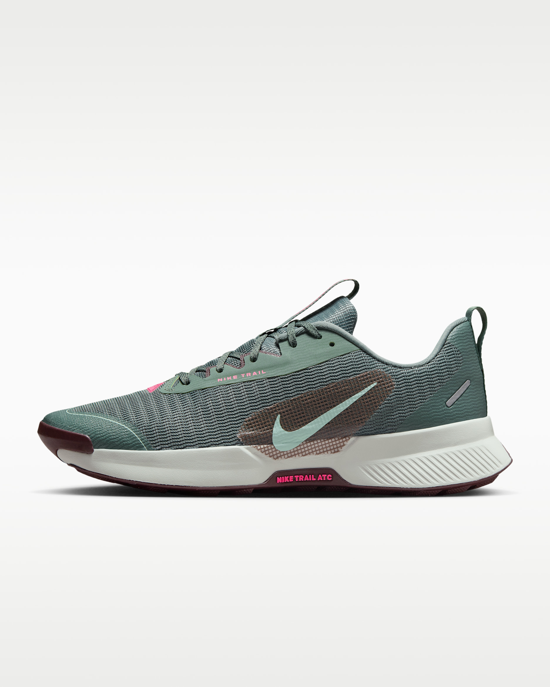 Nike Juniper Trail 3 Men's Trail-Running Shoes - Clay Green/Burgundy Crush/Light Silver/Mint Foam