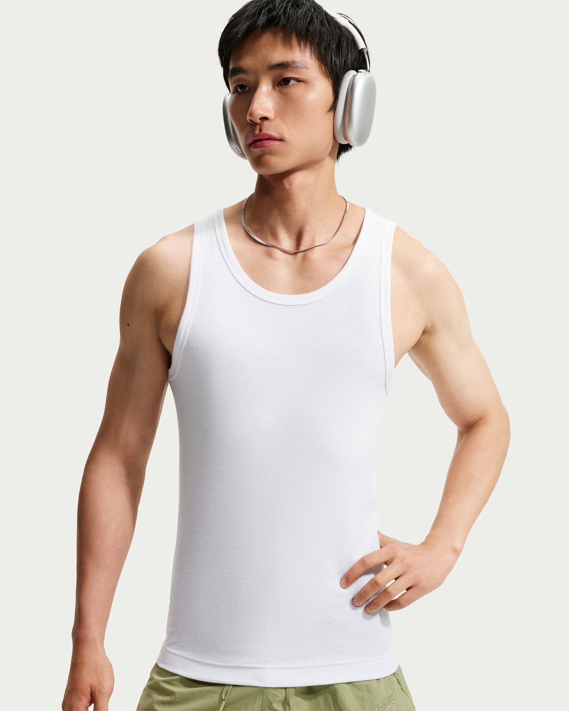 ナイキ N.A.C. メンズ Dri-FIT リブ タンクトップ - ホワイト/ホワイト