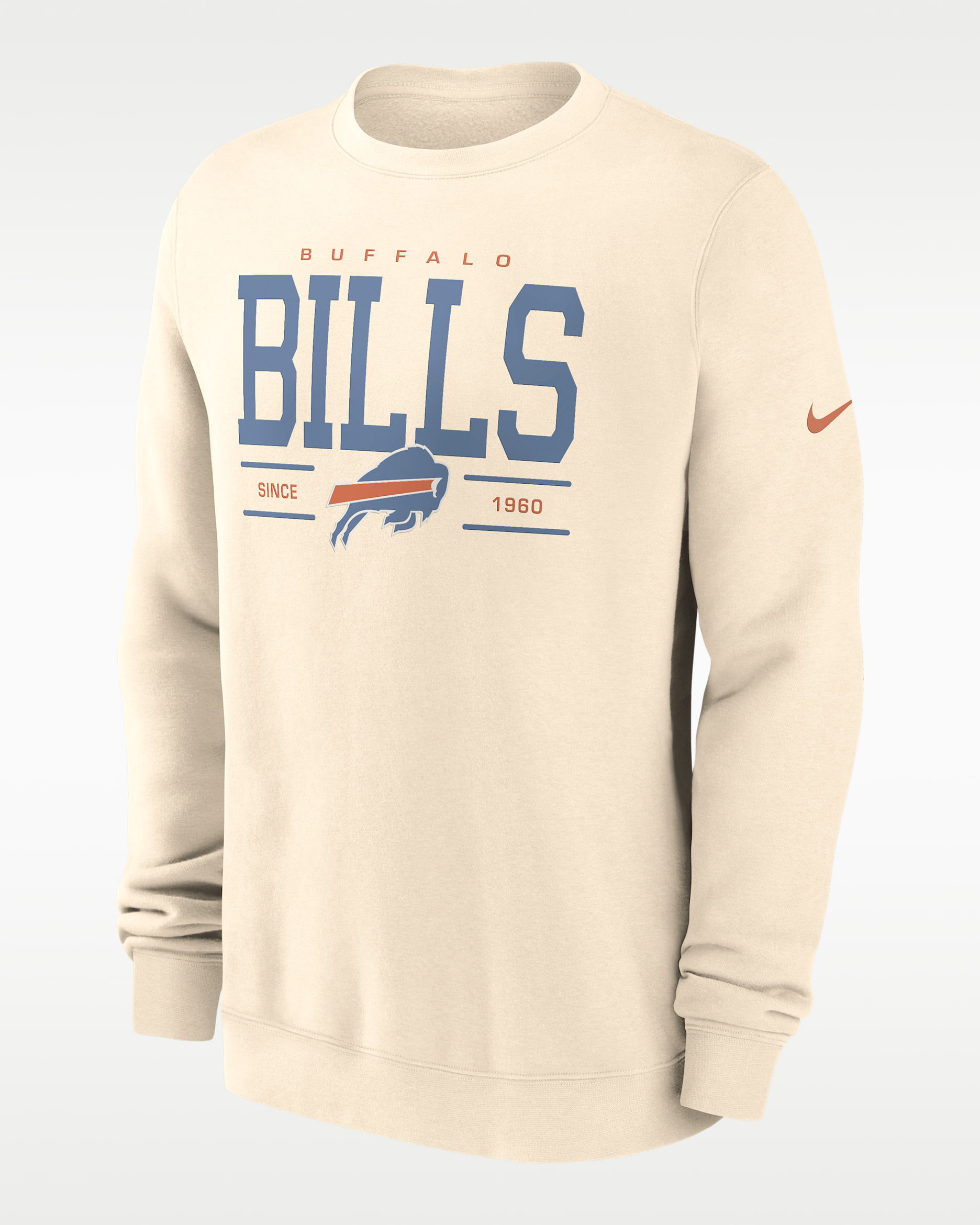 Buffalo Bills Club Men's Nike NFL Pullover Crew - Natural