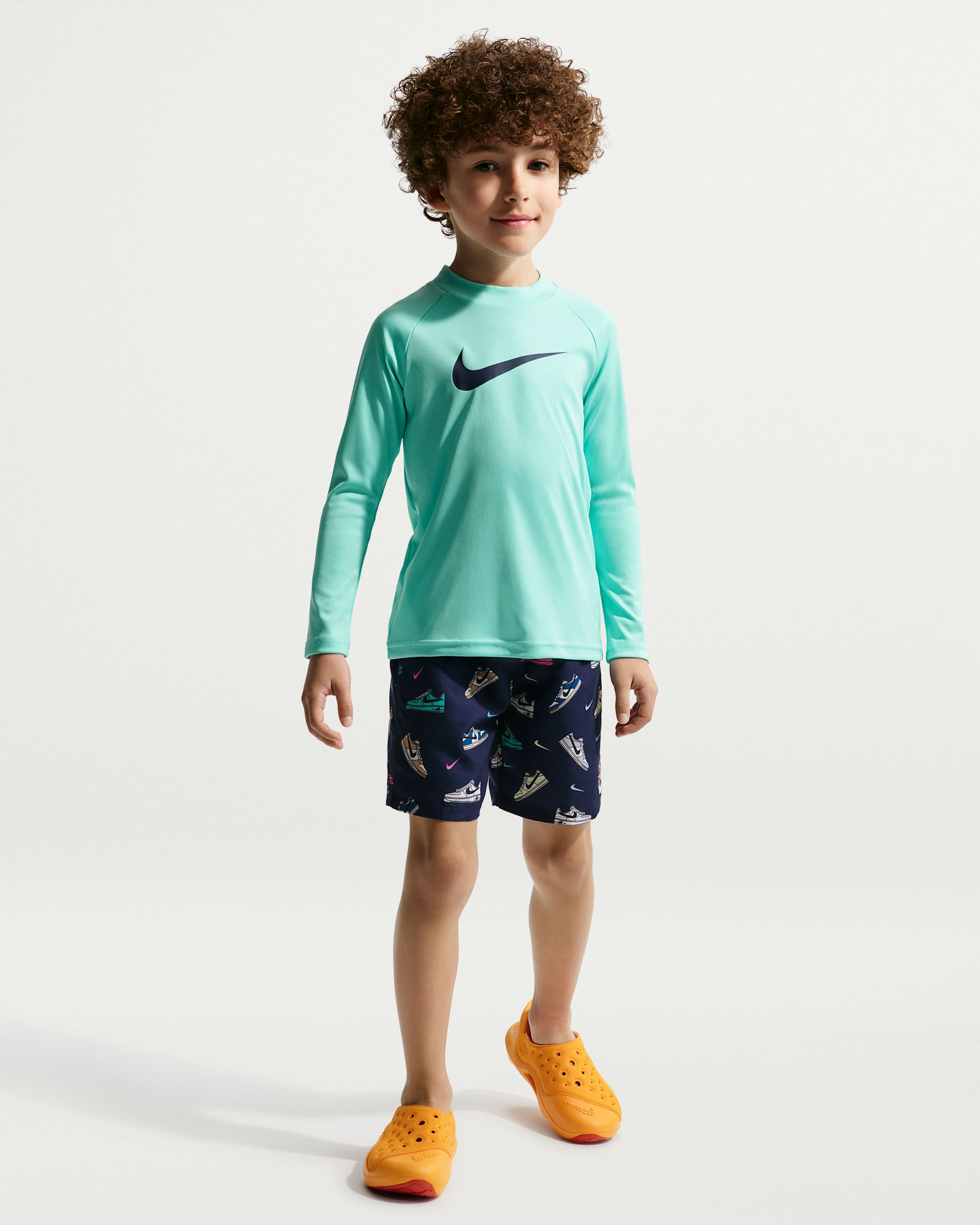 Nike Swim Little Kids' (Boys') Long Sleeve Top & Short Set - Teal/Black