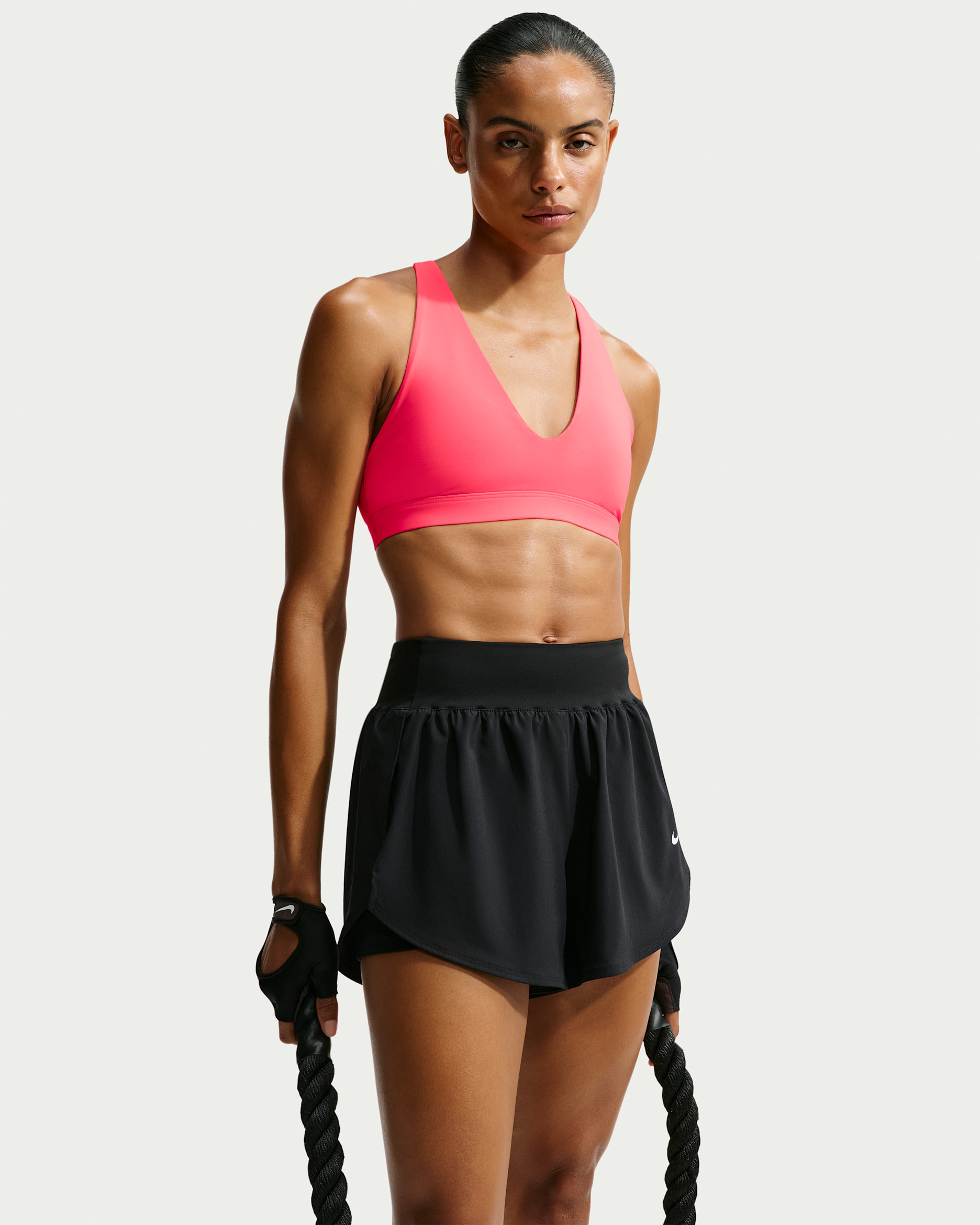 Nike Indy Strappy Women's Light-Support Sports Bra - Laser Crimson/Black