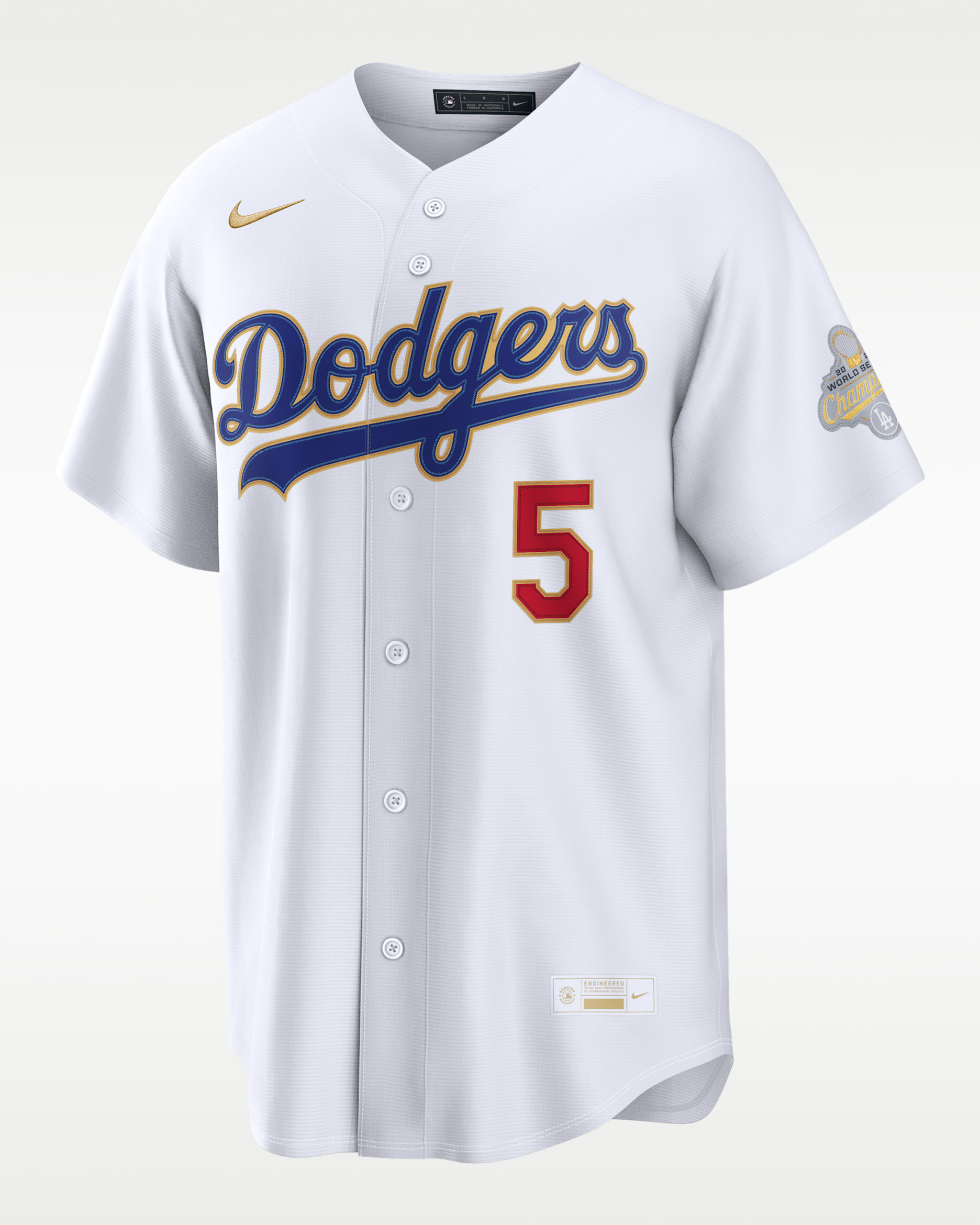 Freddie Freeman Los Angeles Dodgers 2025 World Series Champion Gold Series Men's Nike MLB Stadium Jersey - White