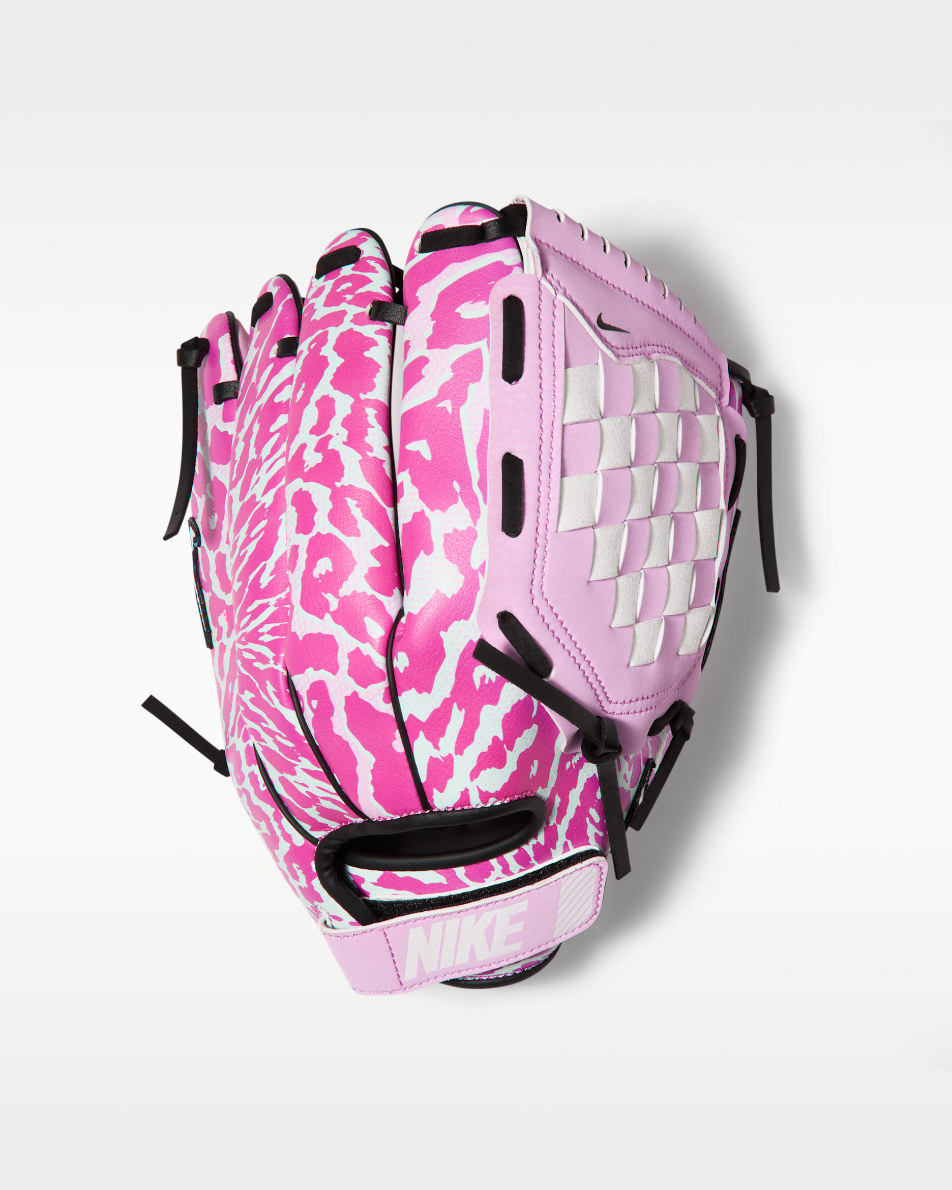Guante de softbol para niños talla grande (para lanzar con la mano izquierda) Nike Hyperdiamond 2.0 - Rosa activo/Rosa resplandor/Negro