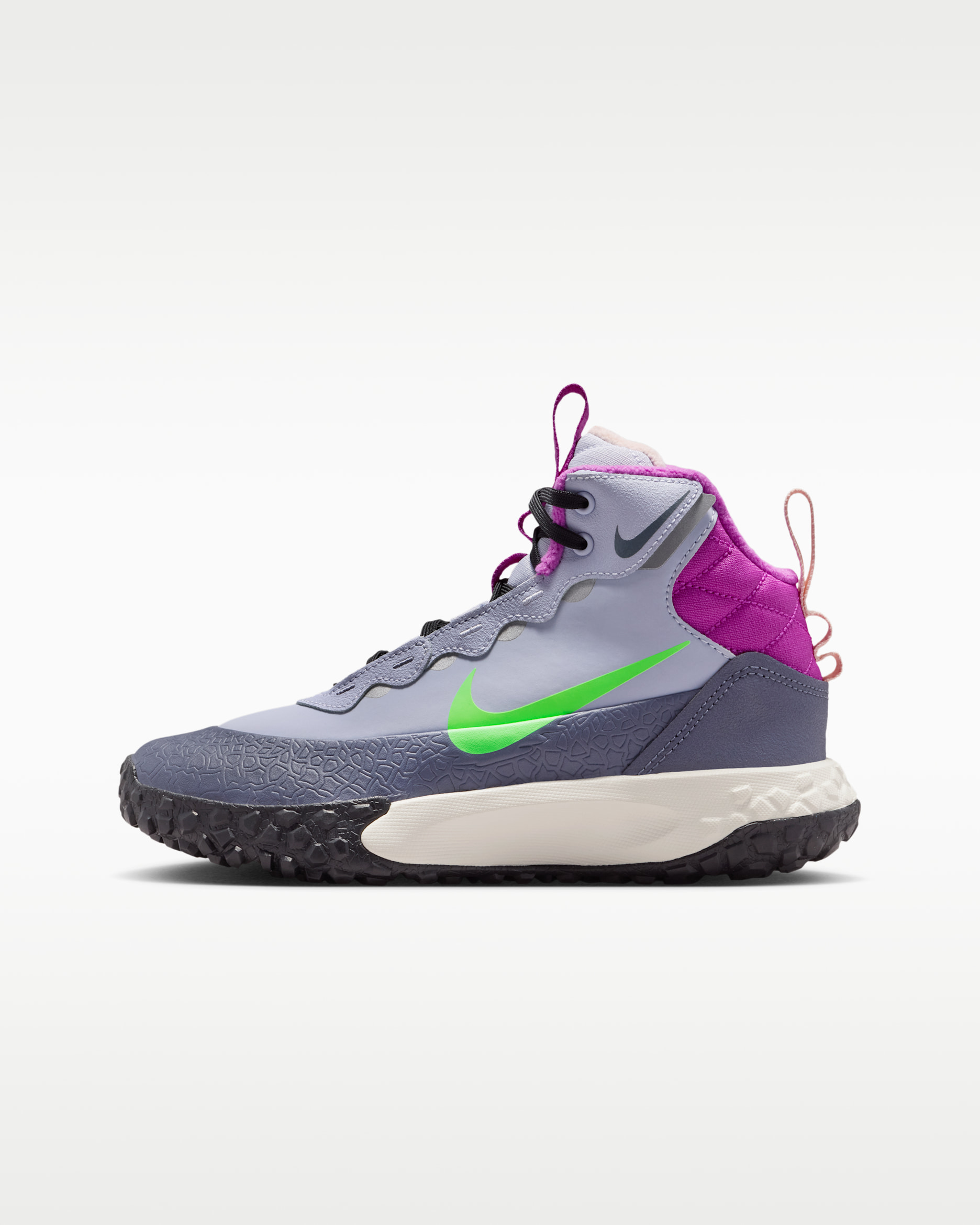 Nike Terrascout Big Kids' Boots with Reflective Accents - Ghost/Light Carbon/Vivid Purple/Green Strike