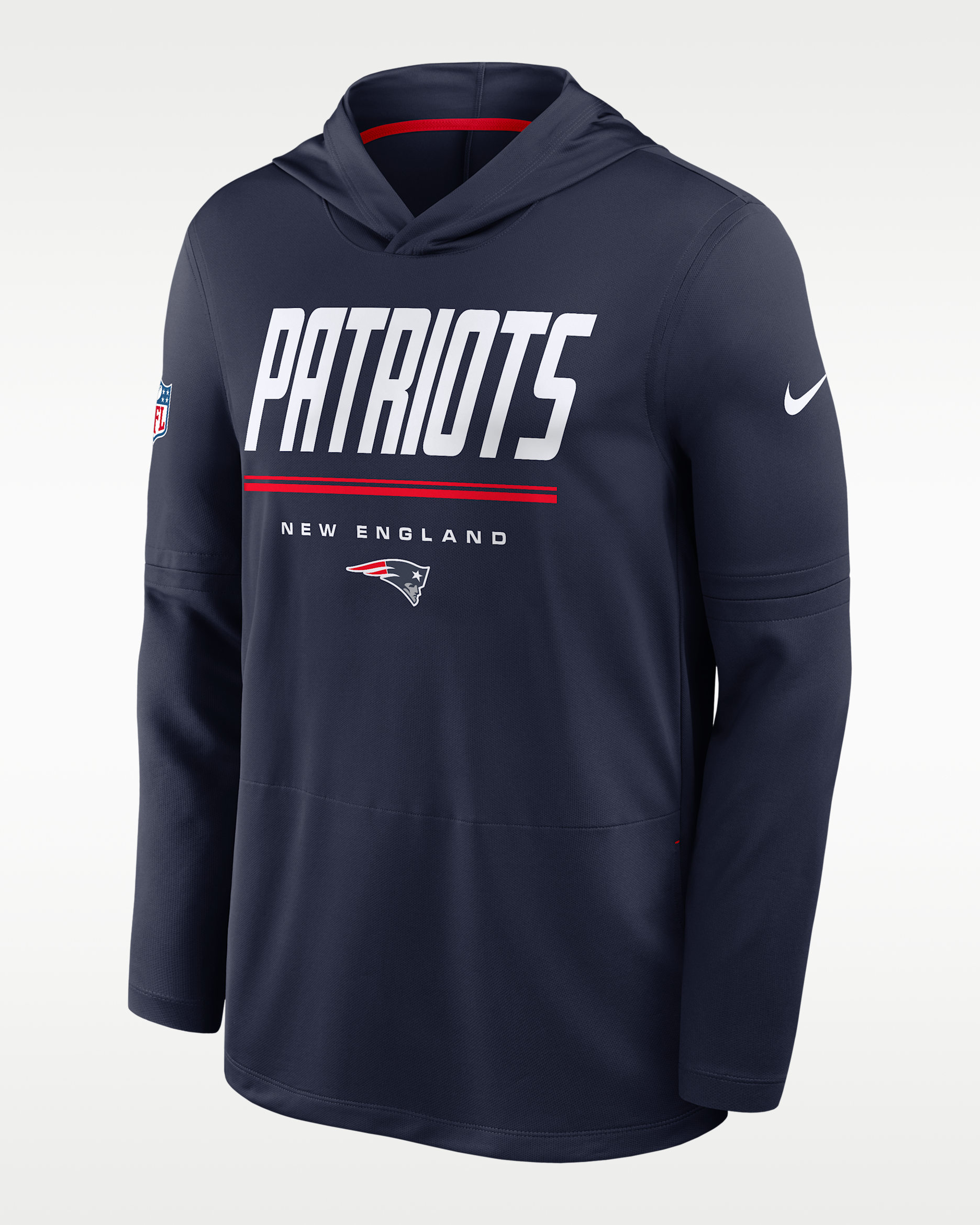 New England Patriots Sideline Men's Nike Dri-FIT NFL Long-Sleeve Hooded Top - Navy