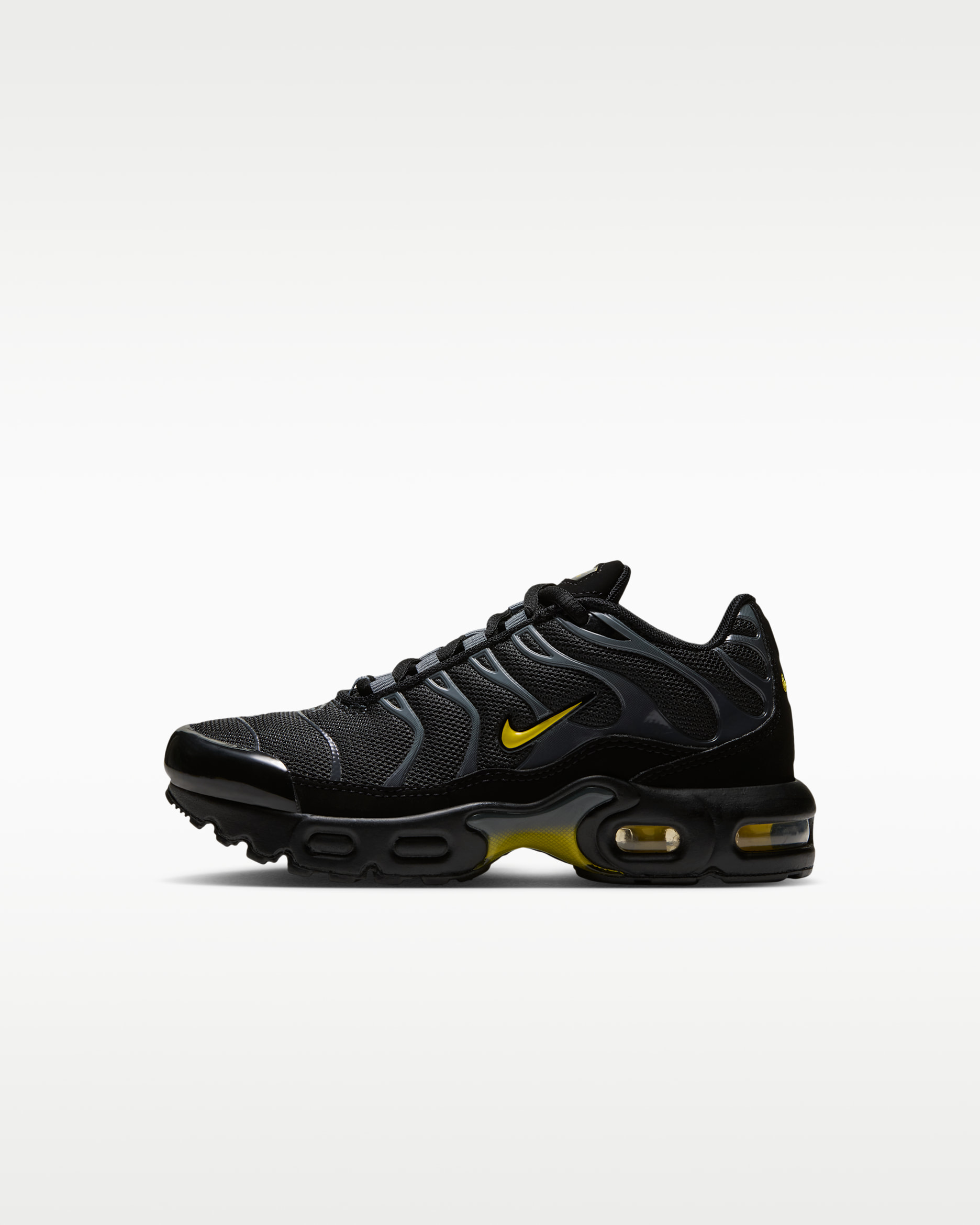 Nike Air Max Plus Schuh (jüngere Kinder) - Dark Smoke Grey/Schwarz/Cool Grey/Chrome Yellow