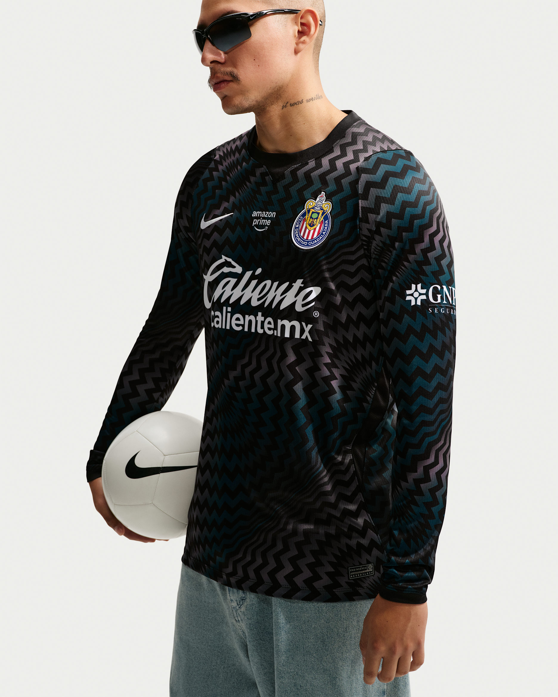 Jersey de futbol Nike Dri-FIT Replica del C.D. Guadalajara portero 2026/27 Stadium para hombre - Negro/Blanco