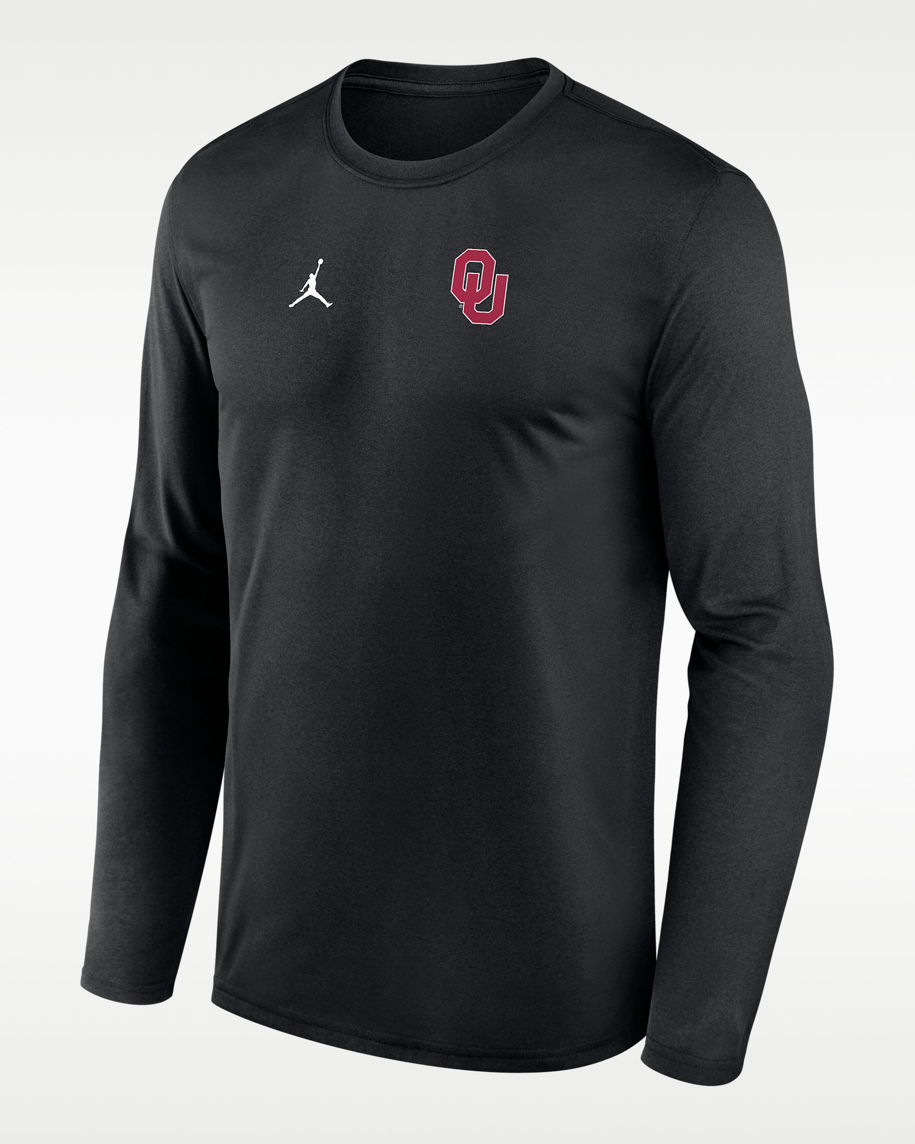 Playera de manga larga universitaria marca Jordan Dri-FIT para hombre Oklahoma Sideline Legend Small Logo - Negro