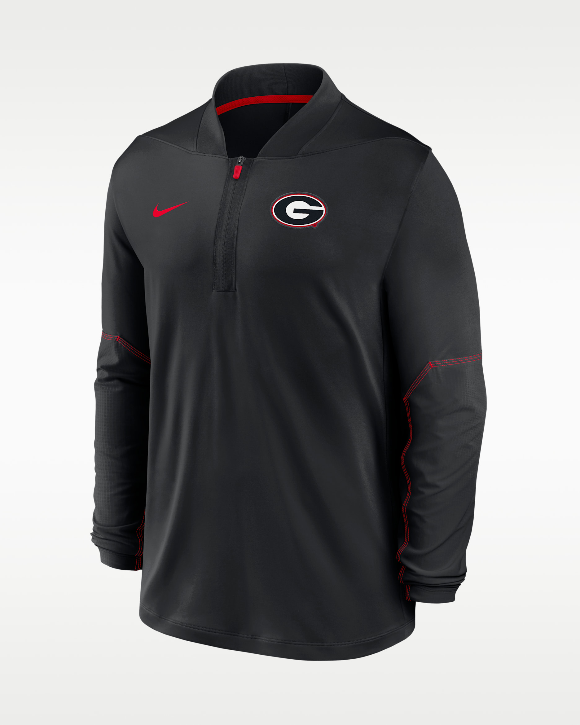 Georgia Sideline Men's Nike Dri-FIT College 1/2-Zip Top - Black/University Red