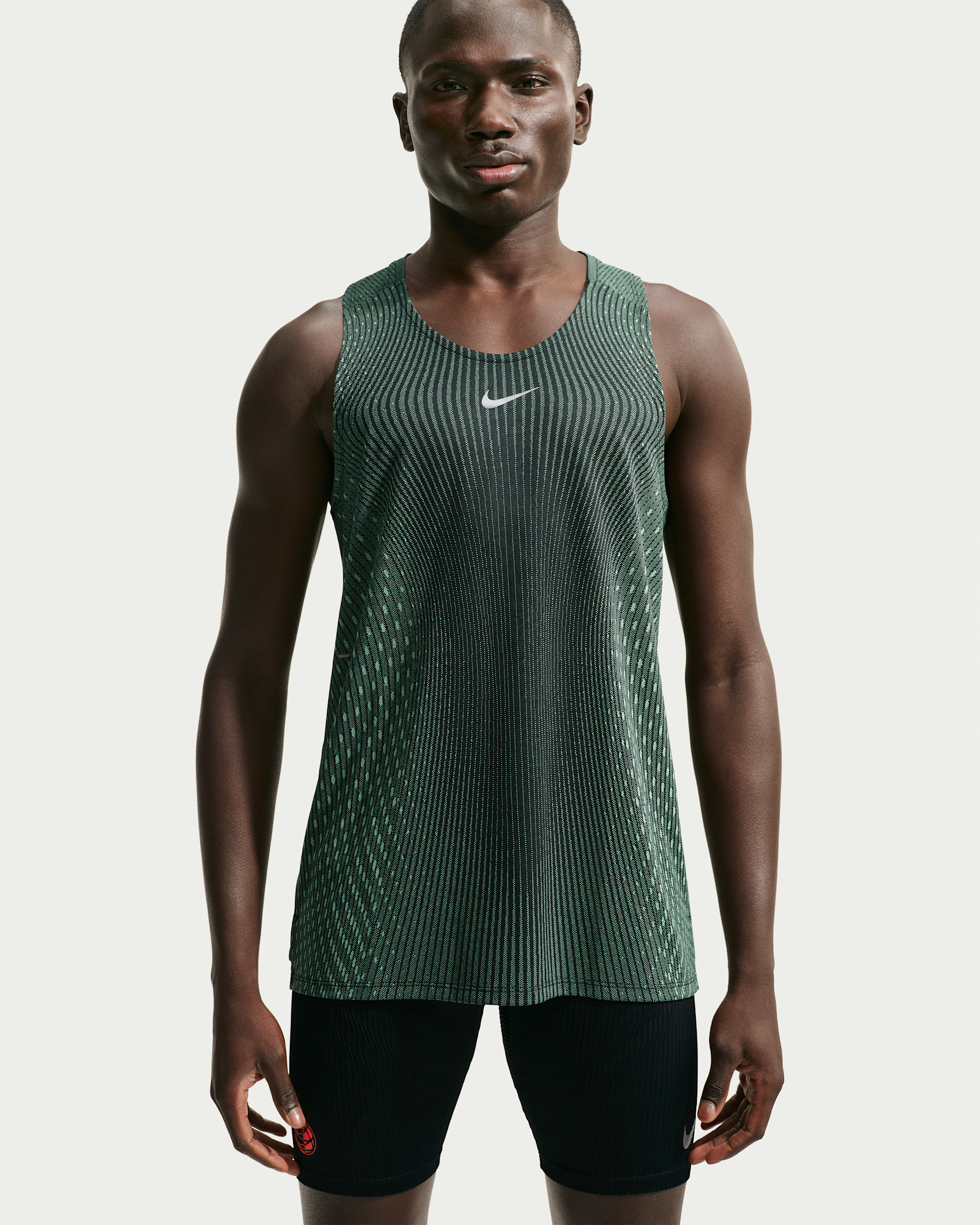 Nike Stride Aero-FIT férfi futótrikó - Fekete/Light Green Spark