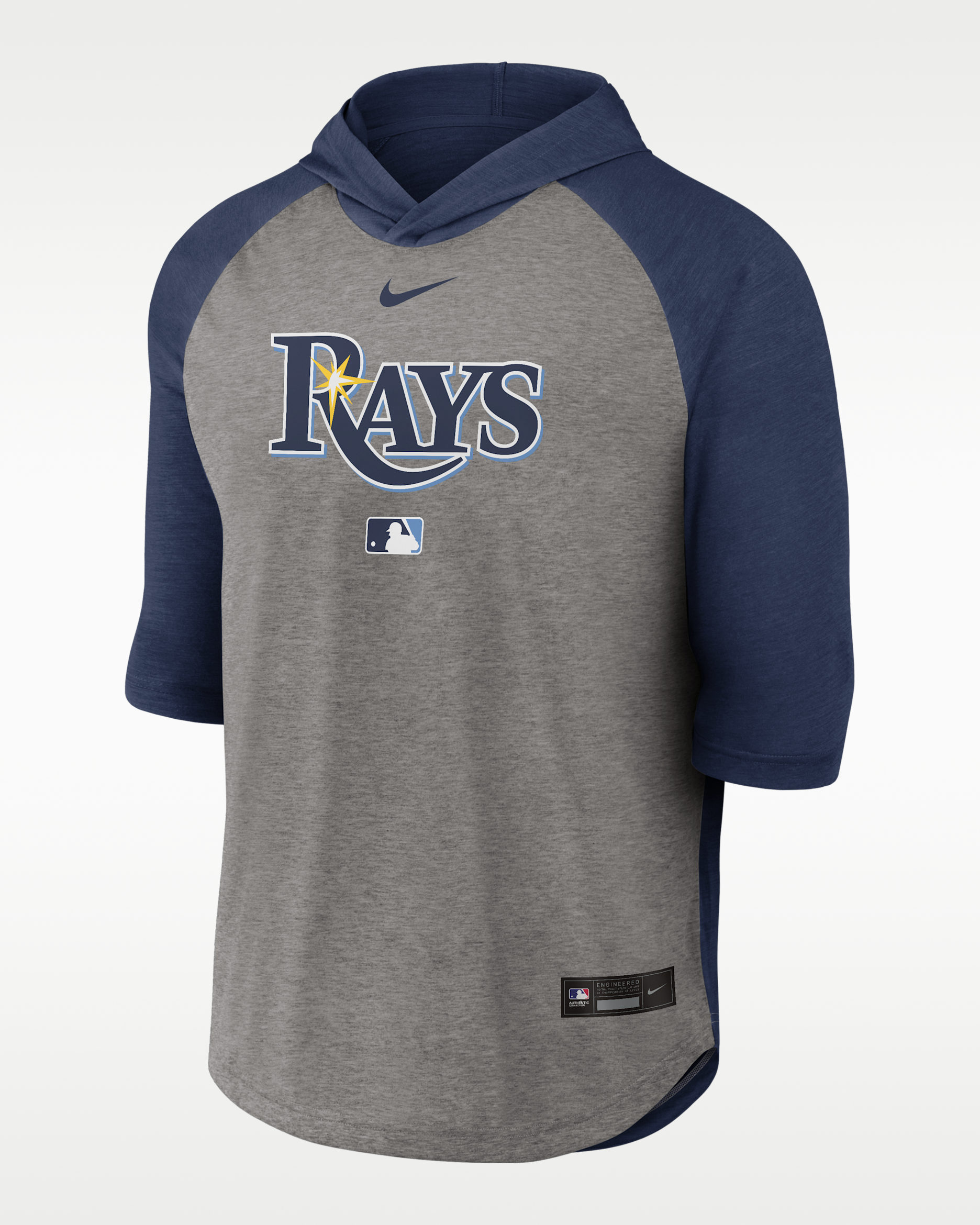 Playera de manga 3/4 con gorro Nike Dri-FIT de la MLB para hombre Tampa Bay Rays Authentic Collection Flux - Azul marino