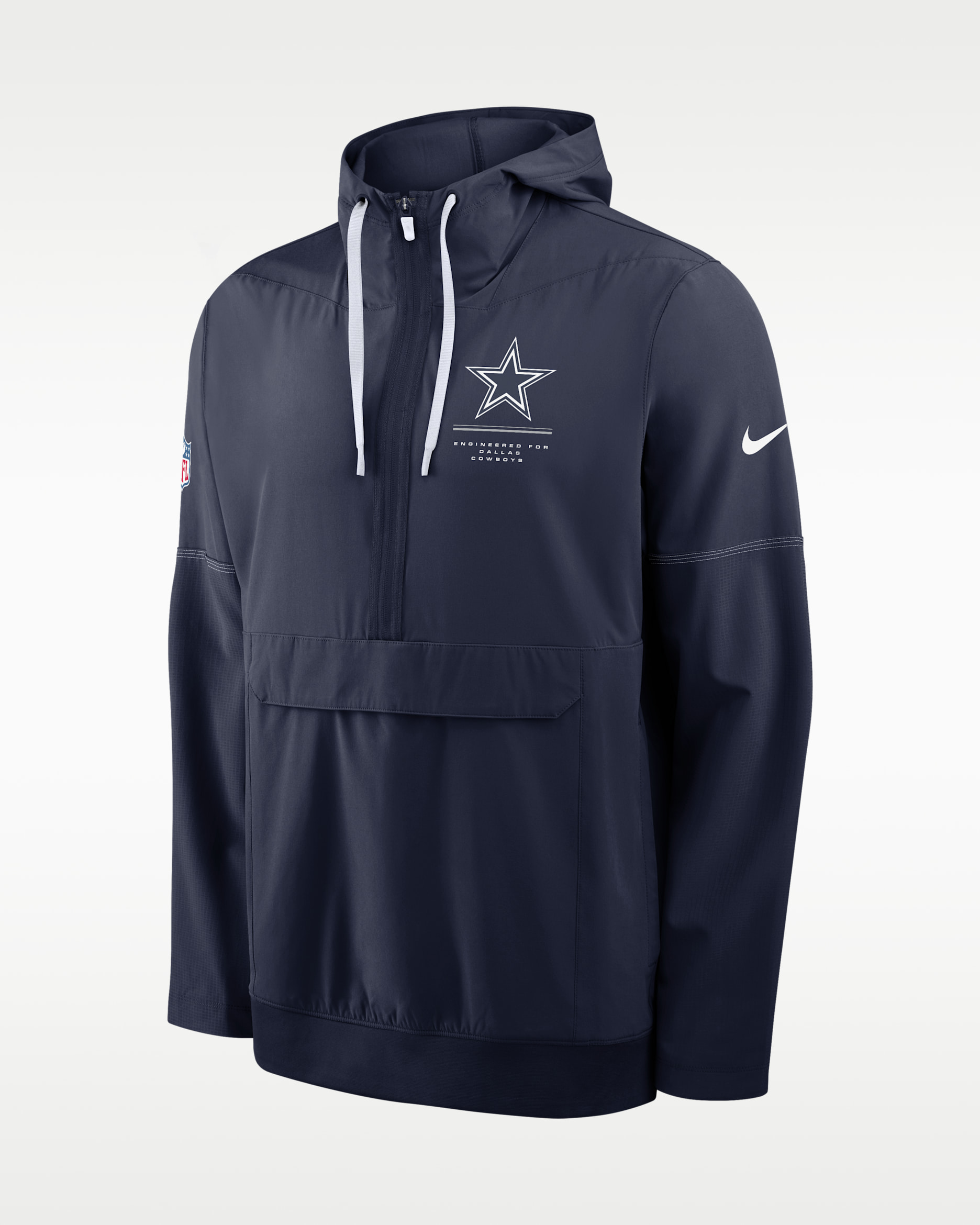 Chamarra con gorro de medio cierre Nike de la NFL para hombre Dallas Cowboys Sideline Anorak - Azul marino