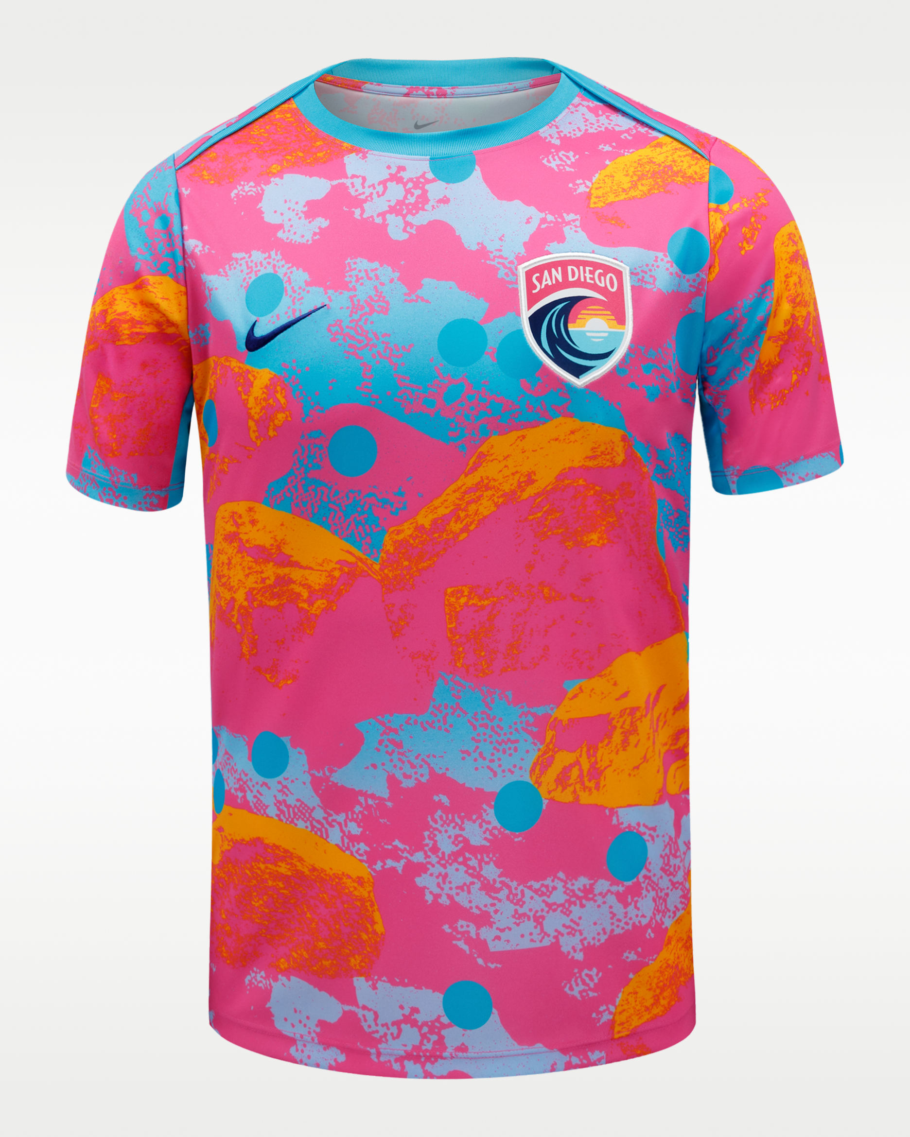 San Diego Wave FC Men's Nike NWSL Short-Sleeve Pre-Match Top - Laser Fuchsia