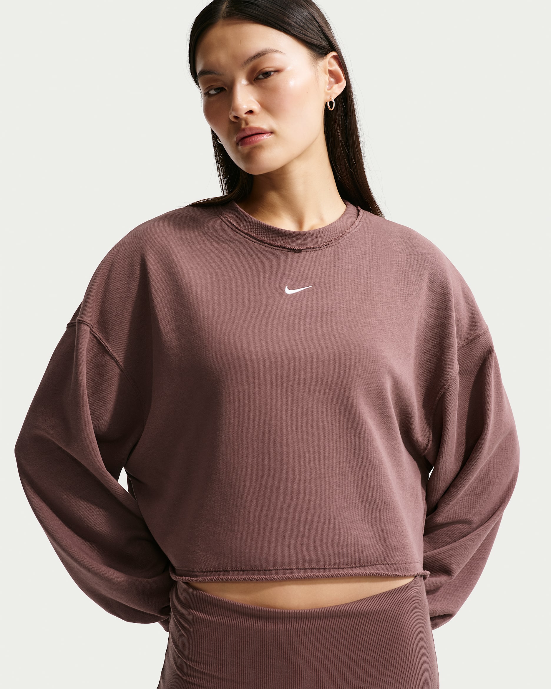 Sudadera de cuello redondo de French Terry oversized para mujer Nike Sportswear Chill Terry - Tatuaje/Vela