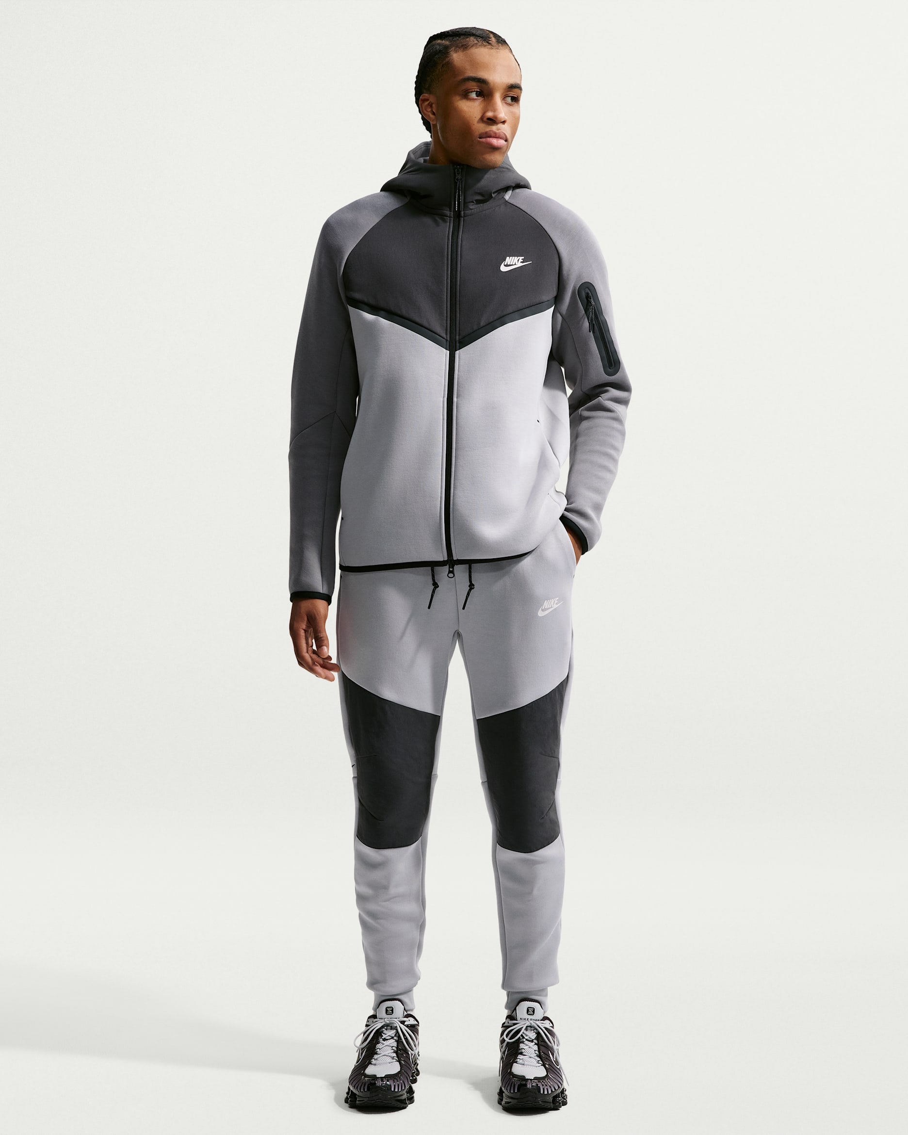 Nike Tech polár férfi szabadidőnadrág - Light Smoke Grey/Anthracite/Pink Foam