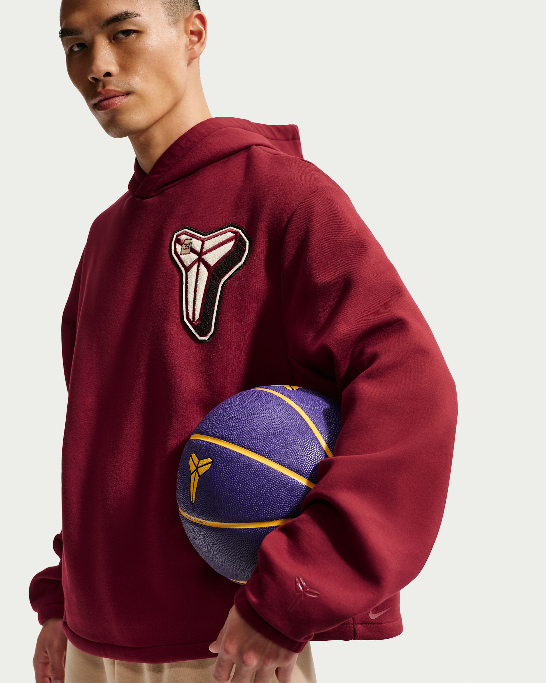 Kobe Men's Dri-FIT Fleece Pullover Basketball Hoodie - Team Red/Coconut Milk