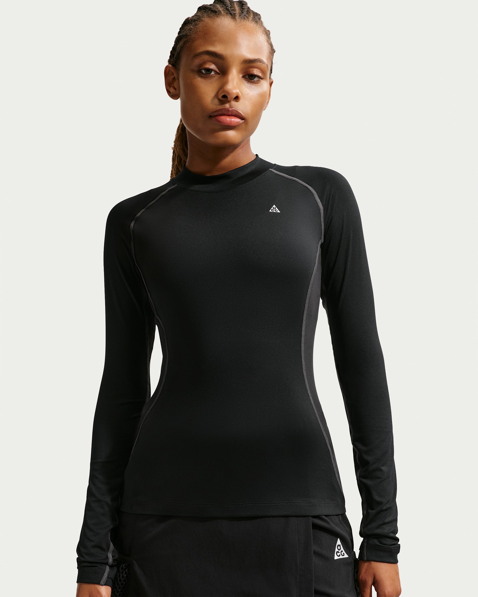 Playera de manga larga como capa base para mujer ACG Wildsee - Negro/Antracita/Blanco cumbre