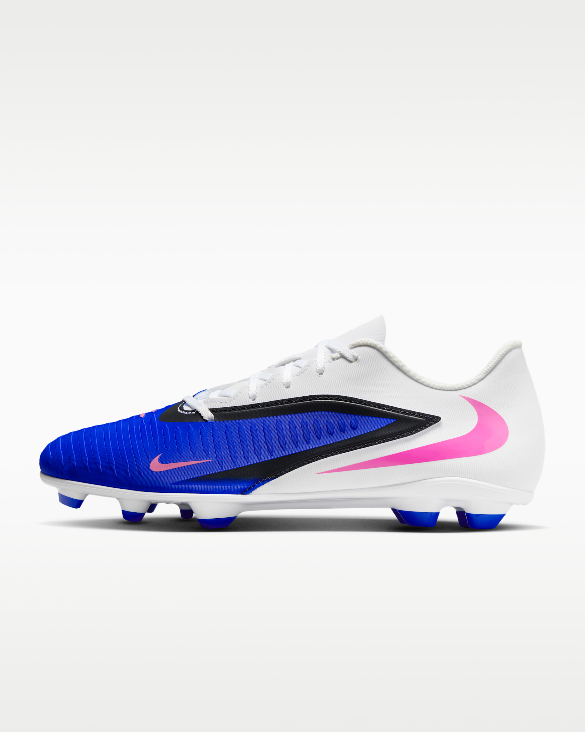 Tacos de fútbol para terrenos múltiples Nike Phantom 6 Low Club - Azul carrera/Blanco/Avalancha rosa