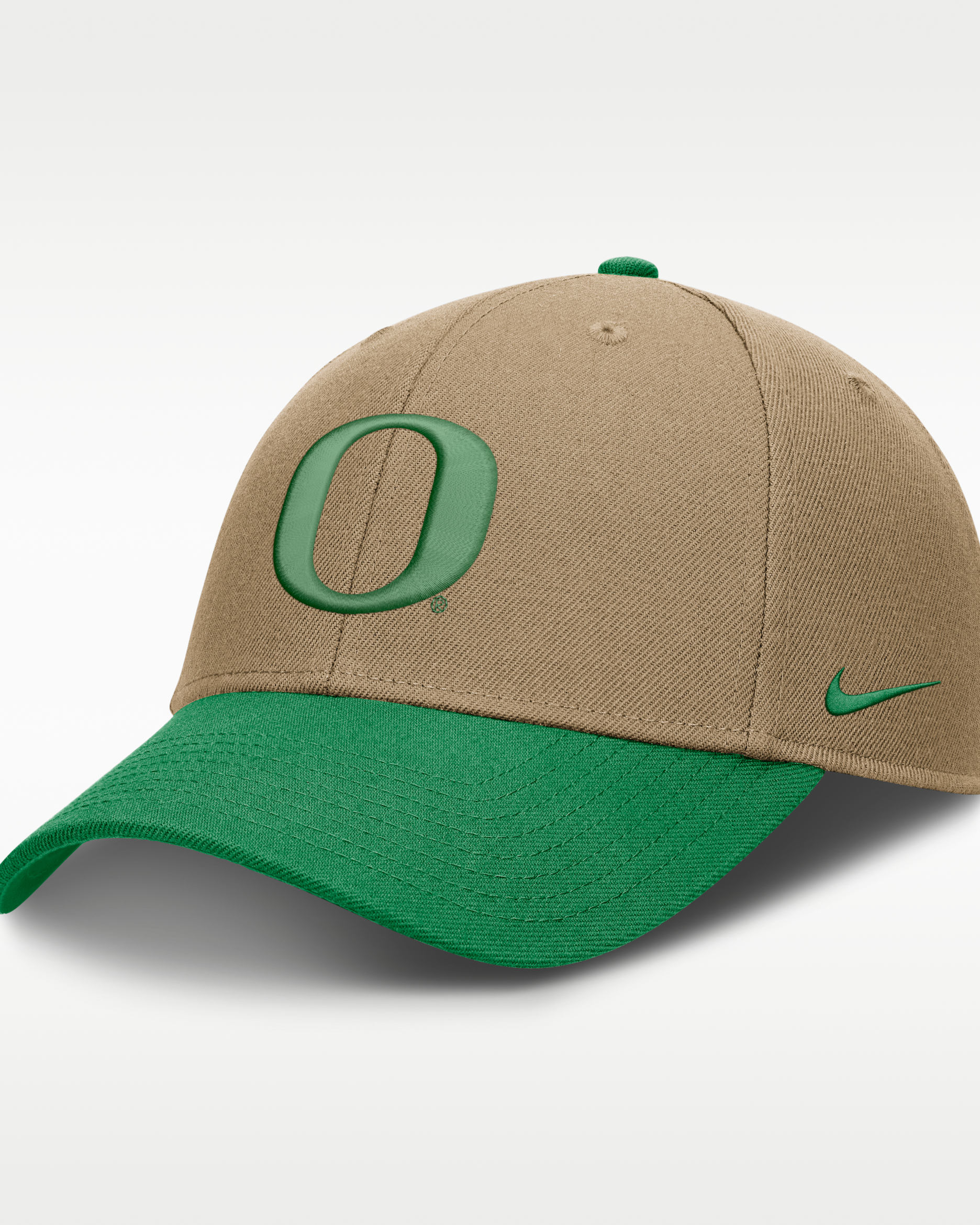 Oregon Primetime Rise Men's Nike Dri-FIT College Trucker Adjustable Hat - Classic Beige/Green