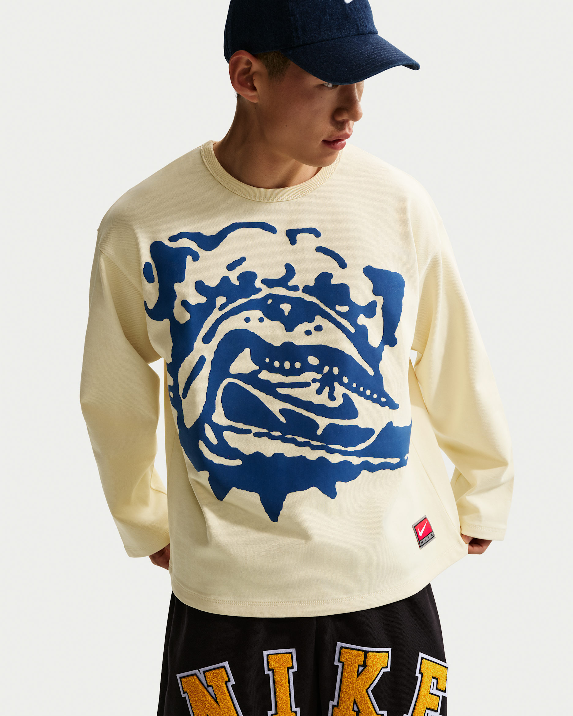나이키 라이프 남성 미드웨이트 크루 - 코코넛 밀크/게임 로얄