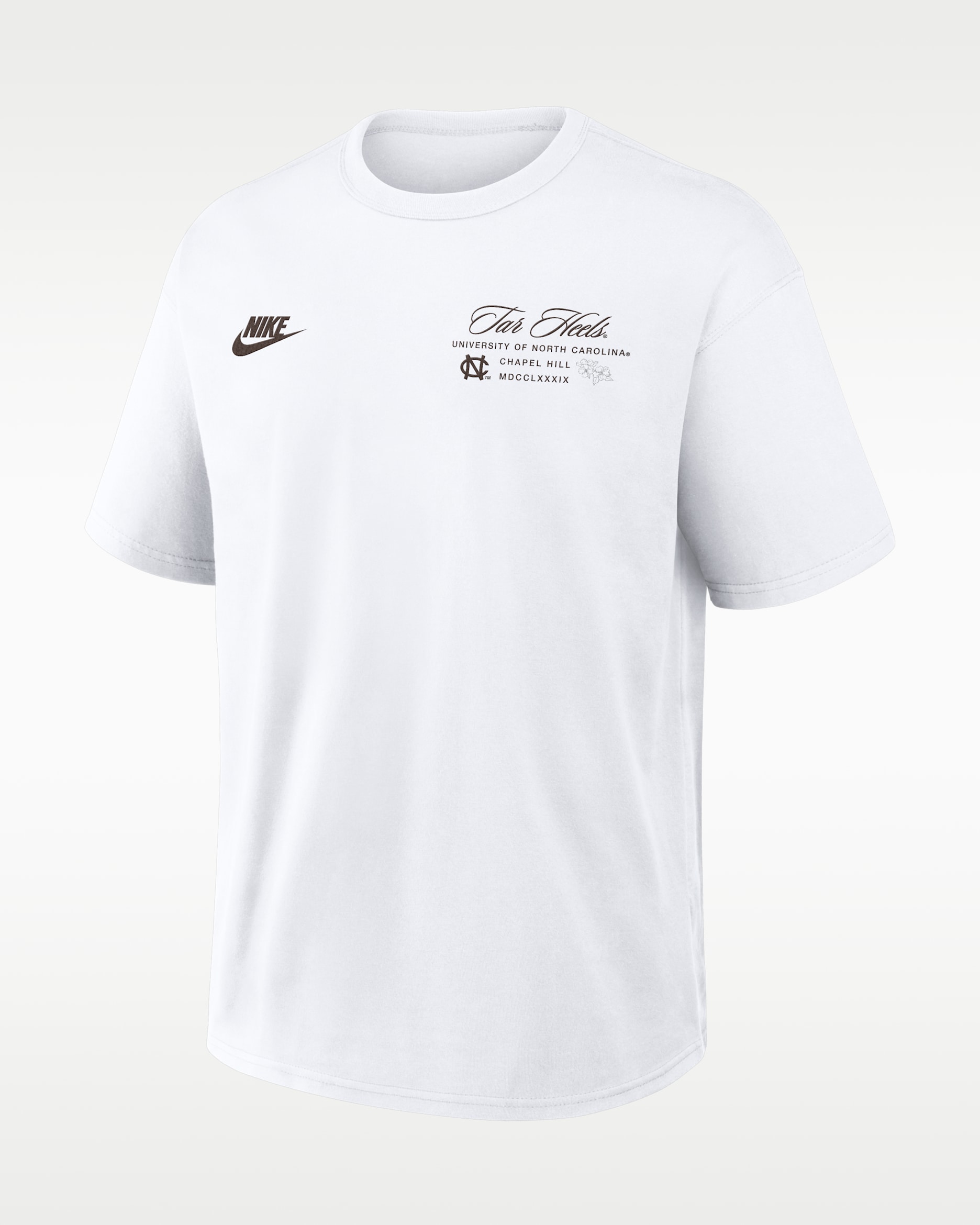 Playera universitaria Nike para hombre North Carolina Script Max90 - Blanco