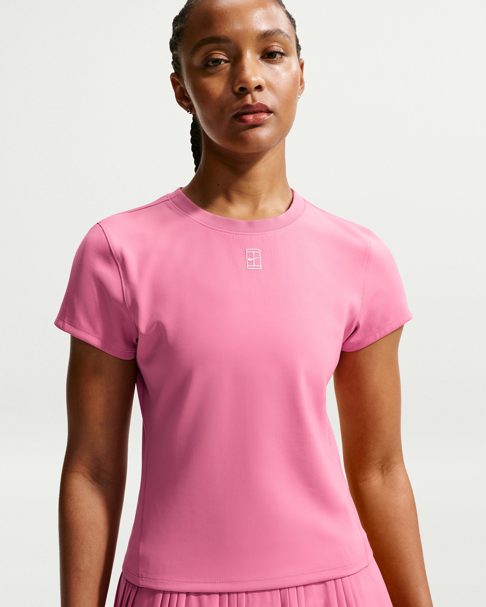 NikeCourt Advantage Women's Dri-FIT Short-Sleeve Tennis Top - Peony/White