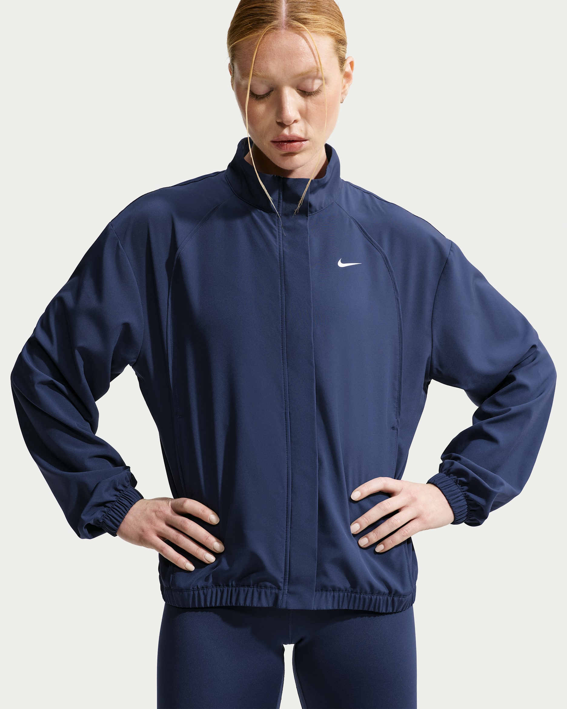 Nike One Women's Dri-FIT Woven Jacket - Midnight Navy/White