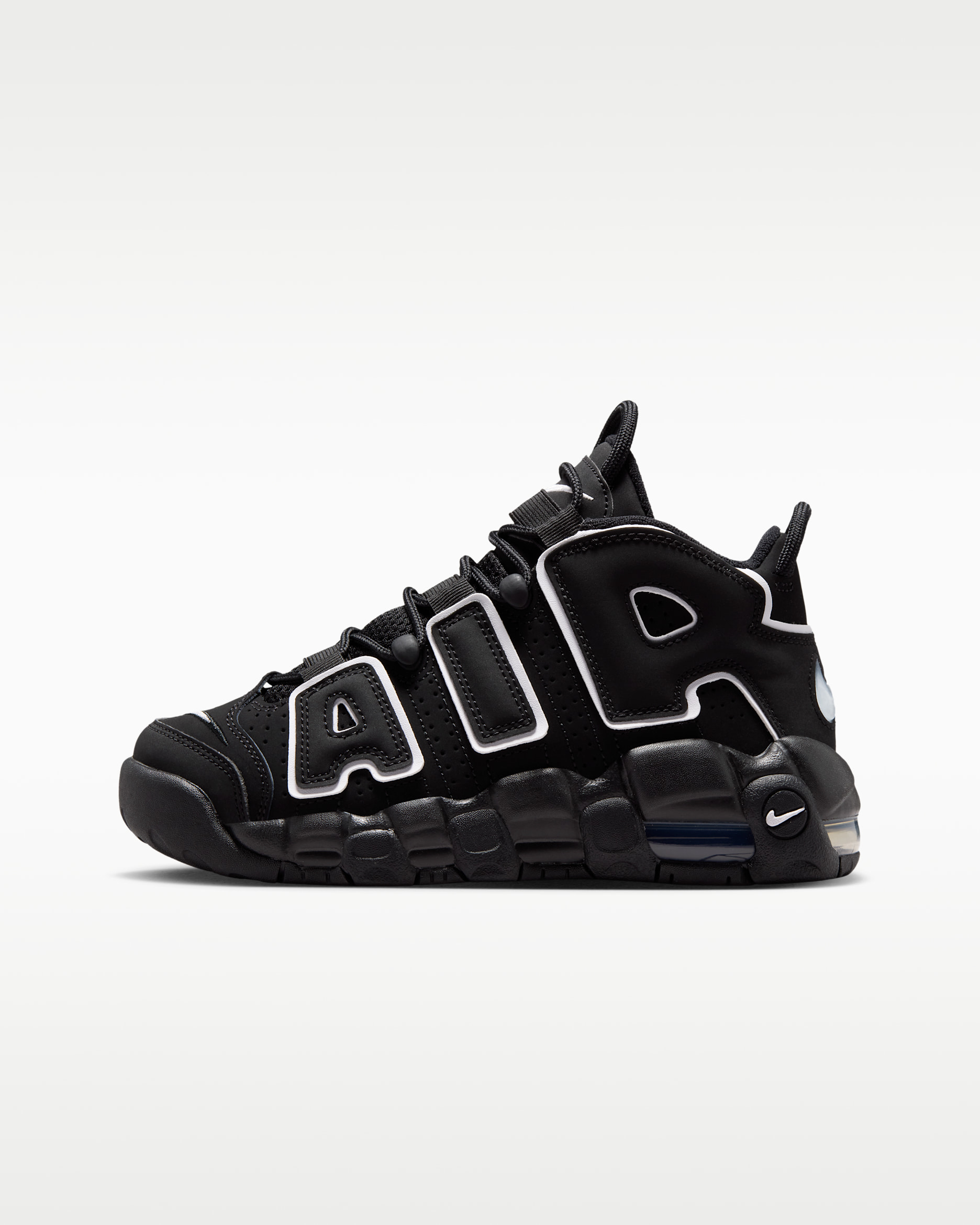 Tenis para niños grandes Nike Air More Uptempo - Negro/Negro/Blanco