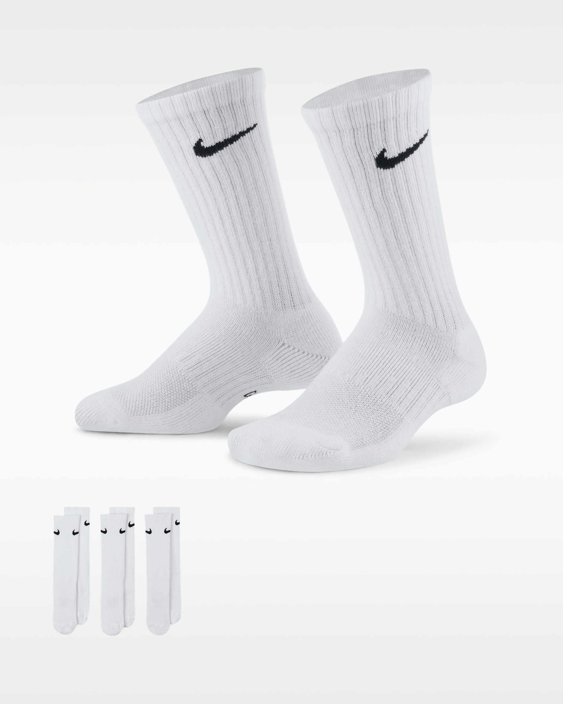 ถุงเท้าข้อยาวเด็กลดแรงกระแทก Nike Everyday (3 คู่) - ขาว/ดำ