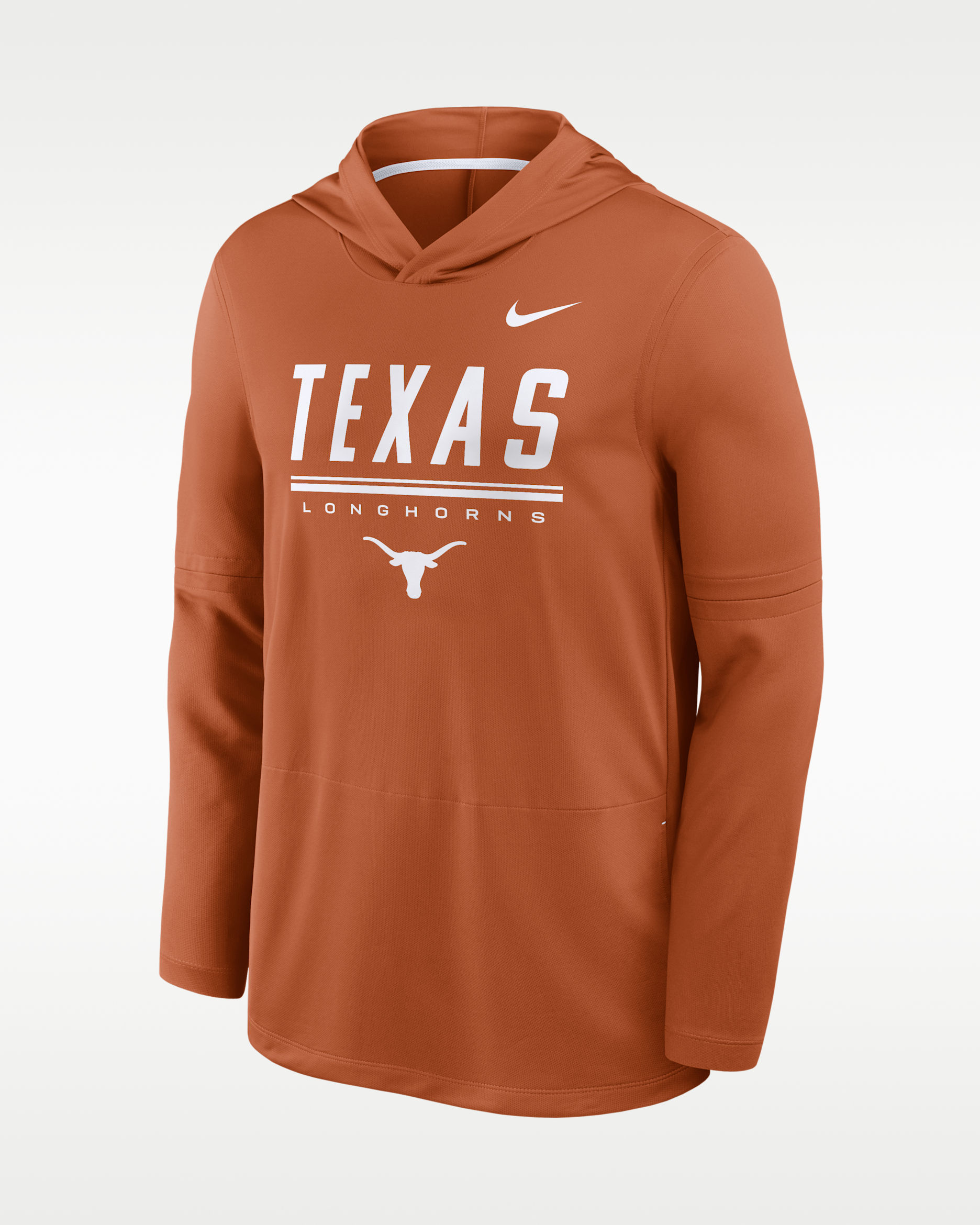 Texas Sideline Men's Nike Dri-FIT College Long-Sleeve Hooded Top - Desert Orange/White