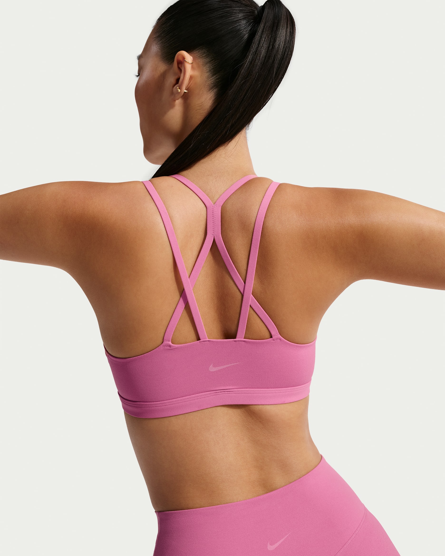 Nike Zenvy Strappy Women's Light-Support Padded Sports Bra - Peony/White