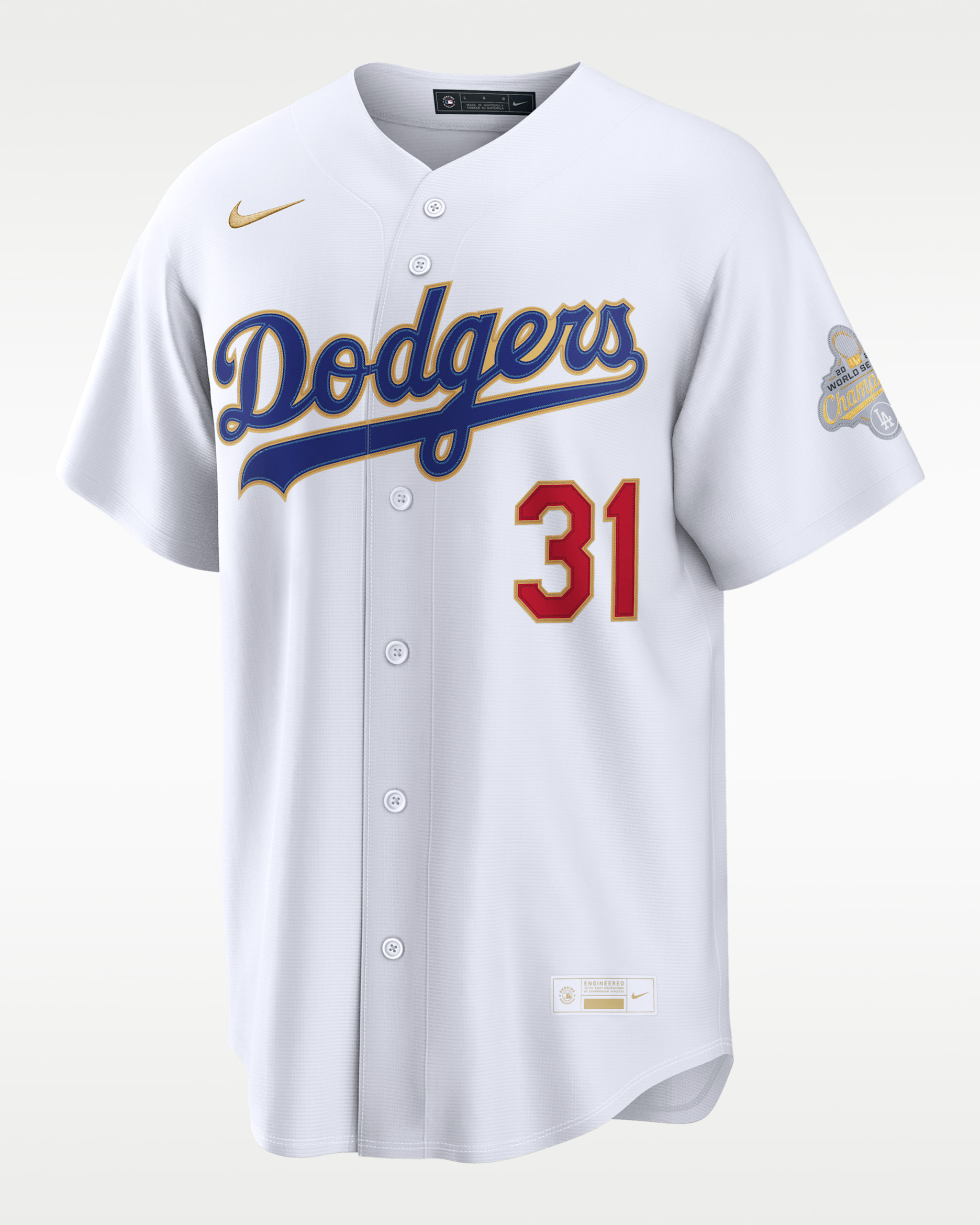 Tyler Glasnow Los Angeles Dodgers 2025 World Series Champion Gold Series Men's Nike MLB Stadium Jersey - White