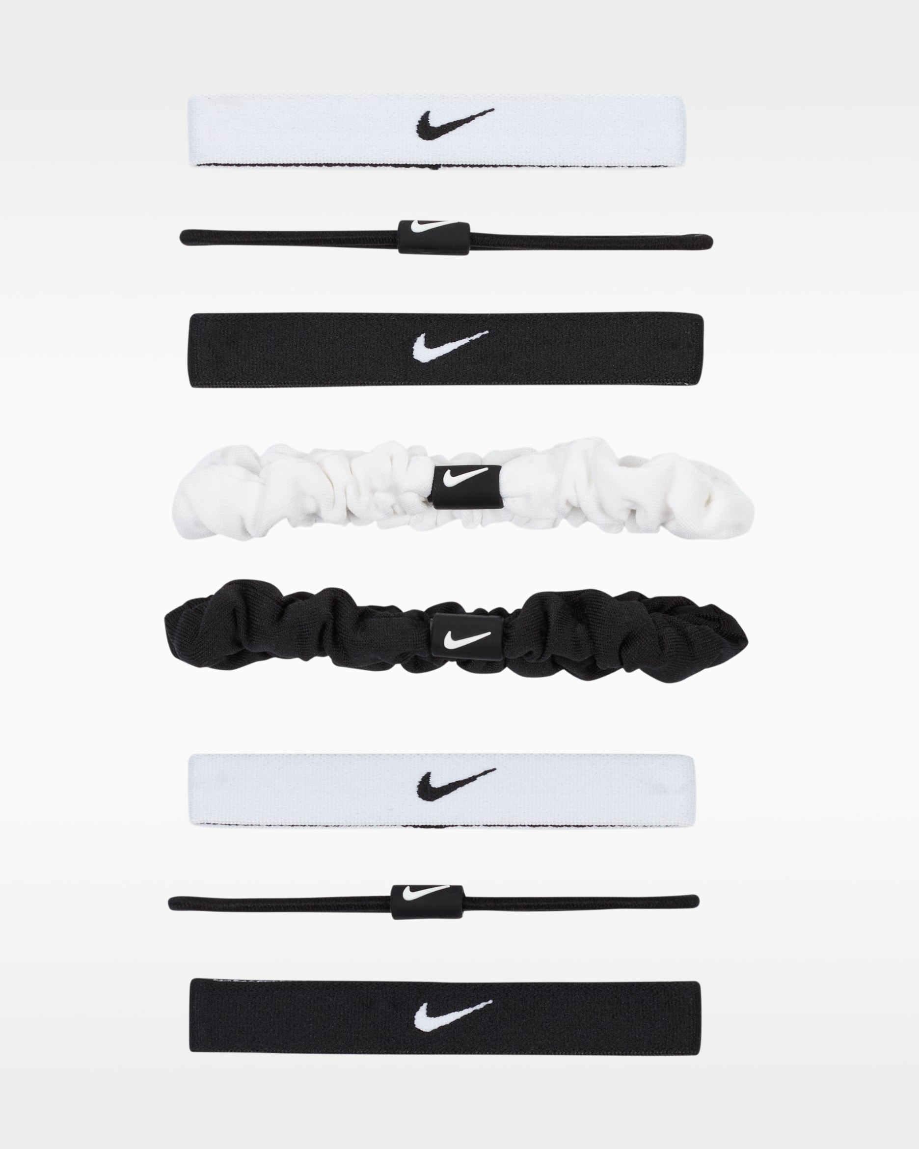 나이키 플렉스 클래식 믹스 헤어 타이(8팩) - 화이트/블랙/블랙