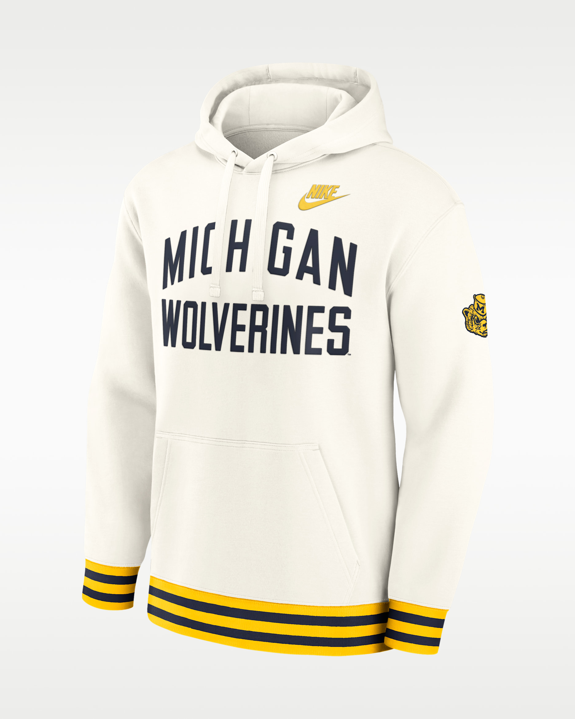 Michigan Legacy Men's Nike College Pullover Hoodie - Cream/Gold