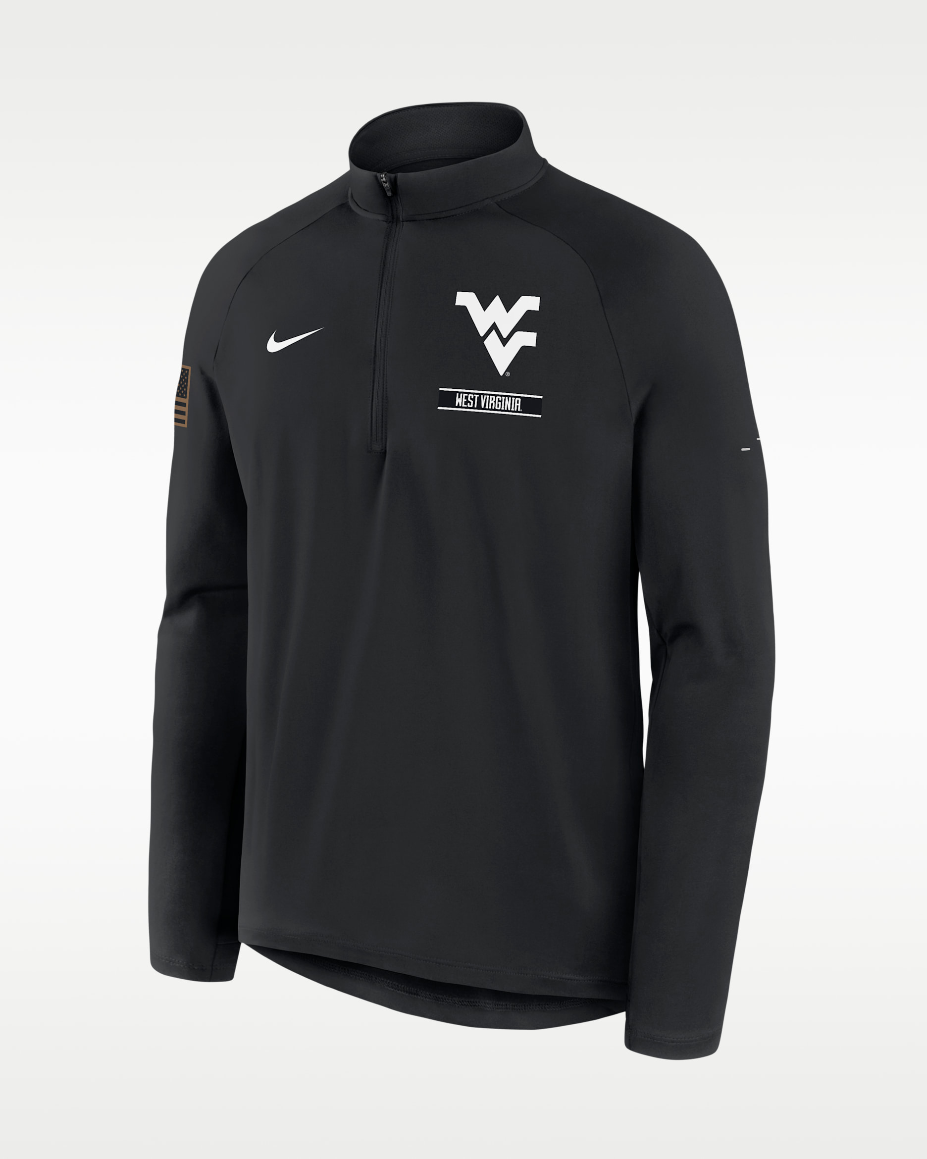 West Virginia 2026 Military Appreciation Stride Men's Nike Dri-FIT College 1/2-Zip Long-Sleeve Top - Black