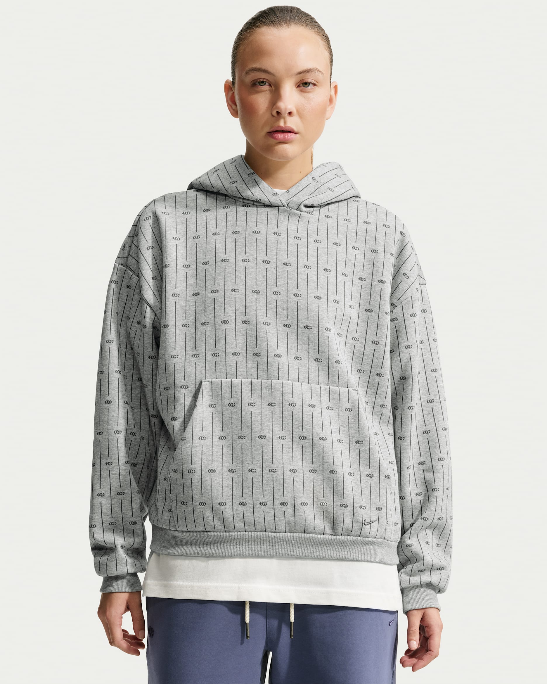 Caitlin Clark Standard Issue Women's Brushed Pullover Basketball Hoodie - Dark Grey Heather/Pale Ivory/Iron Grey