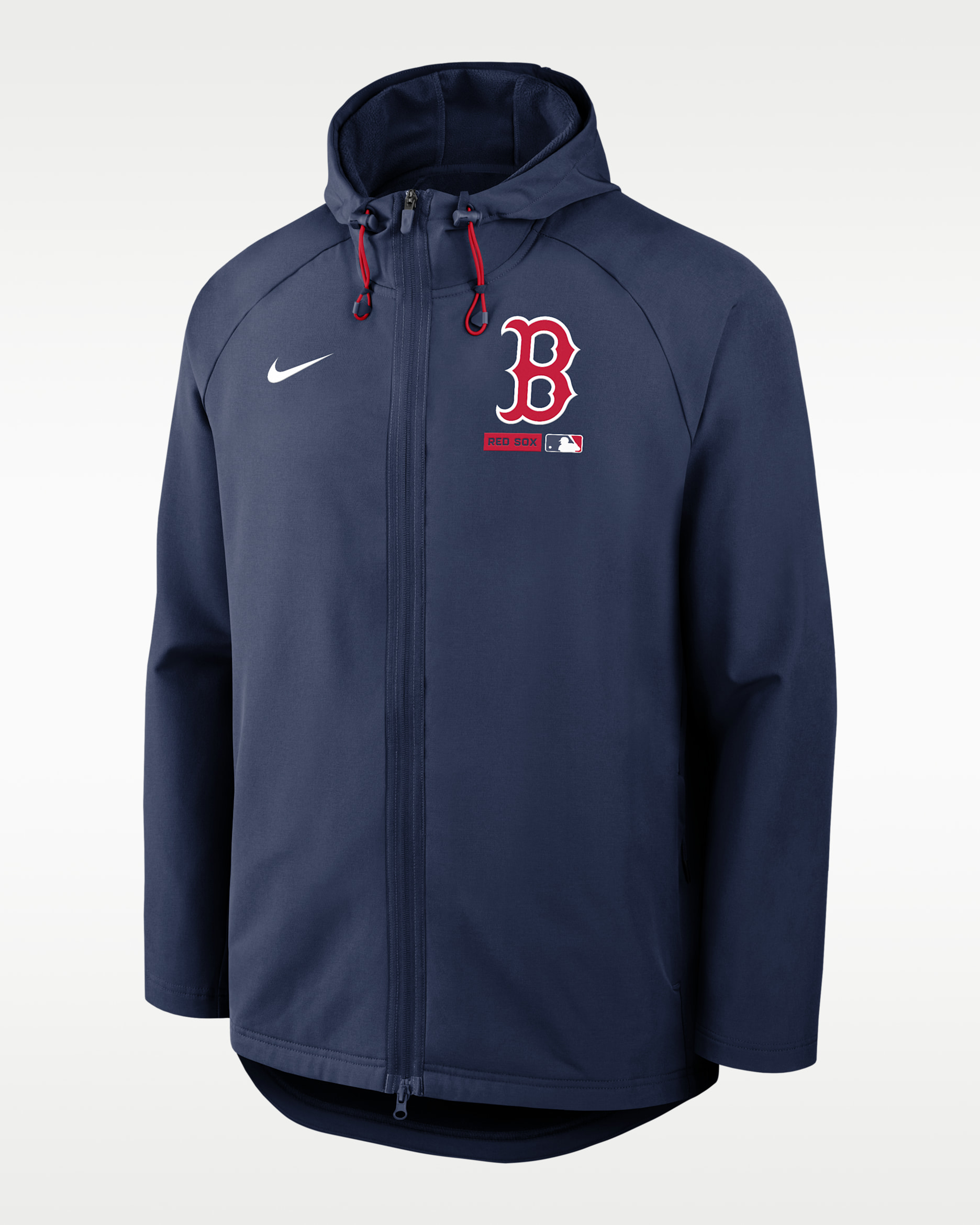 Chamarra Nike Therma-FIT de la MLB con gorro y cierre completo para hombre Boston Red Sox Authentic Collection - Azul marino medianoche