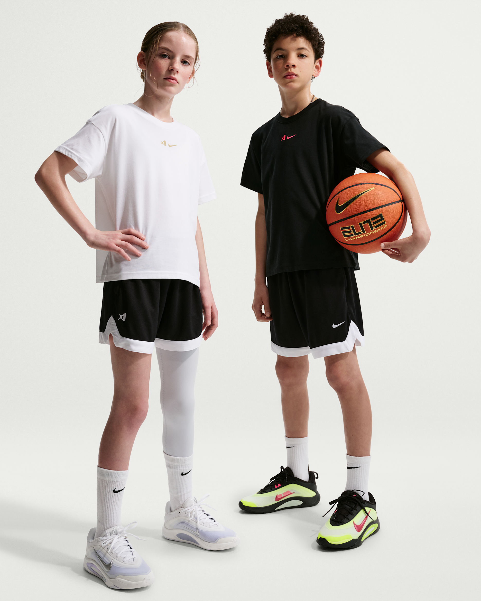 A'ja Wilson Big Kids' Dri-FIT Basketball Shorts - Black/White