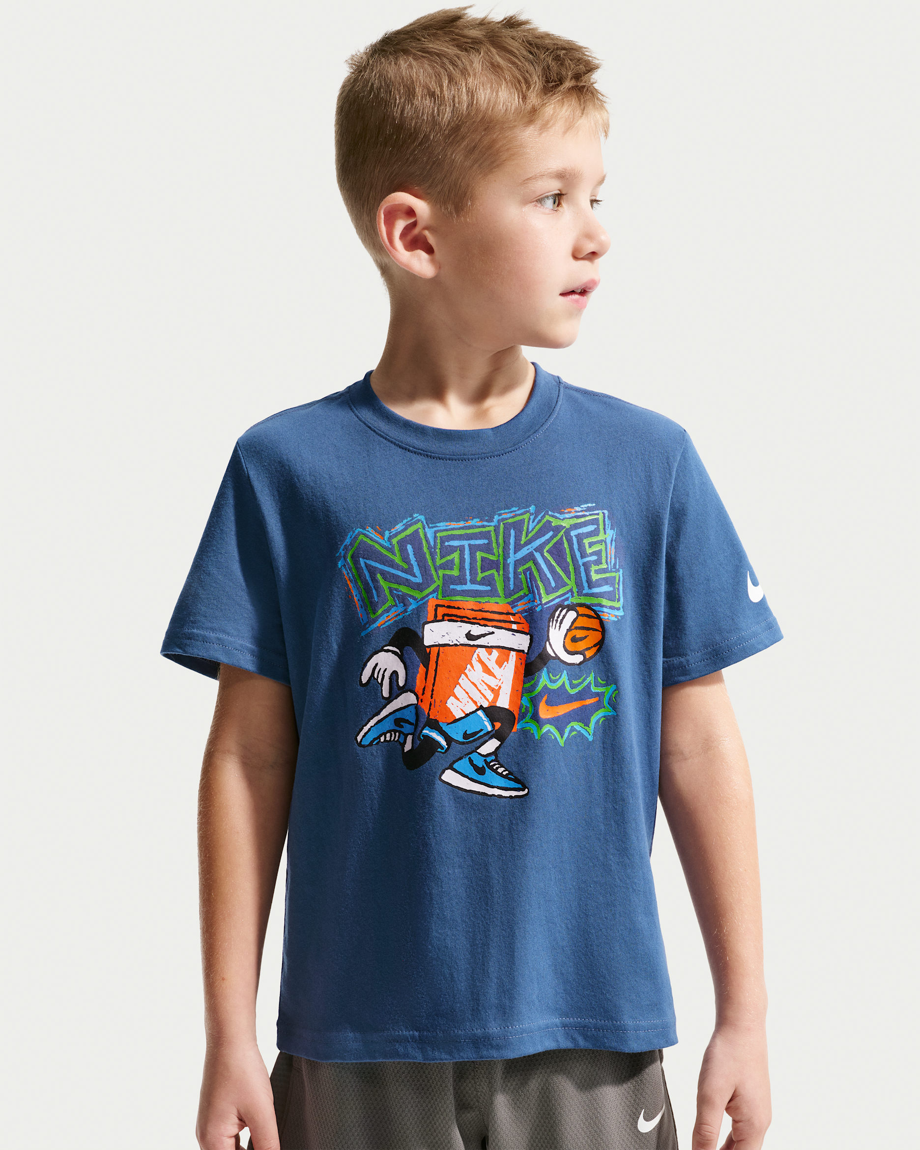Playera de básquetbol Chalky Boxy para niños de preescolar Nike - Azul marino místico