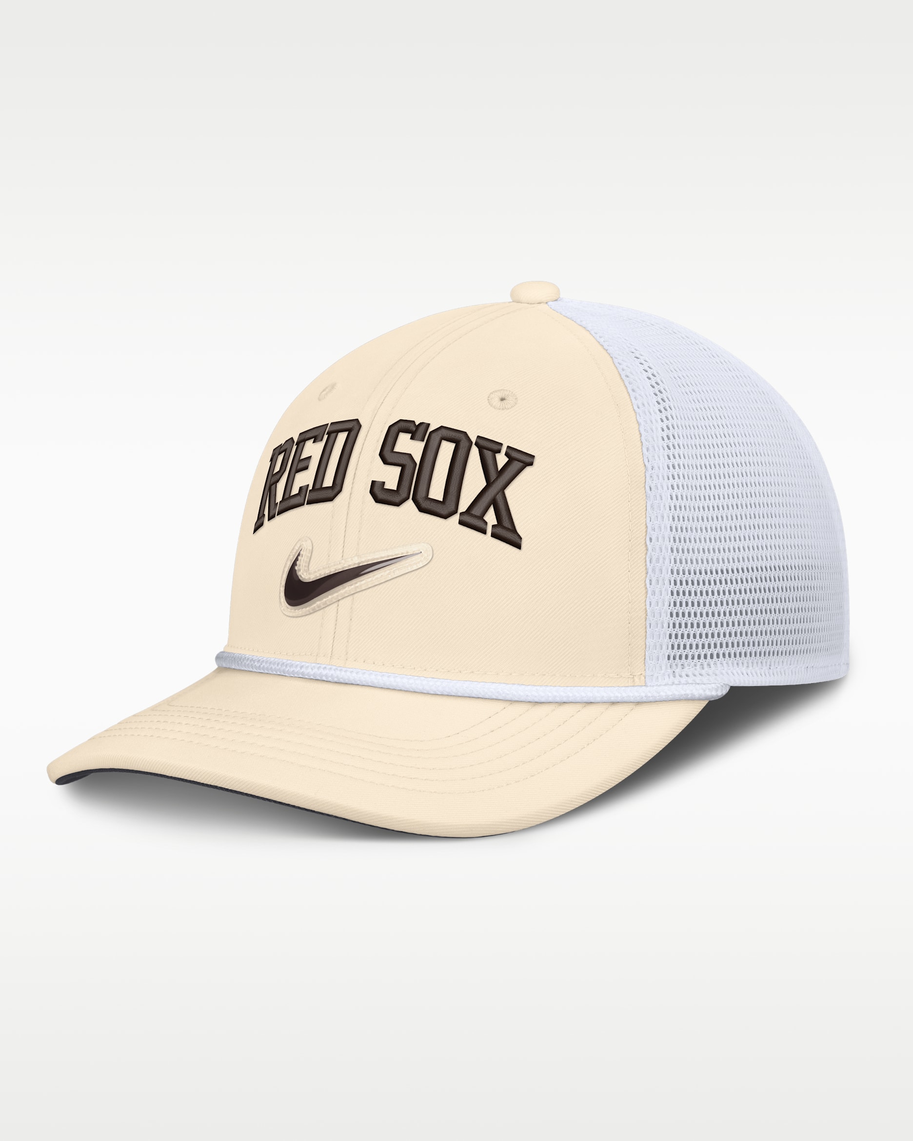 Gorra de rejilla Nike Dri-FIT de la MLB ajustable para hombre Boston Red Sox Rise - Natural/Blanco/Blanco