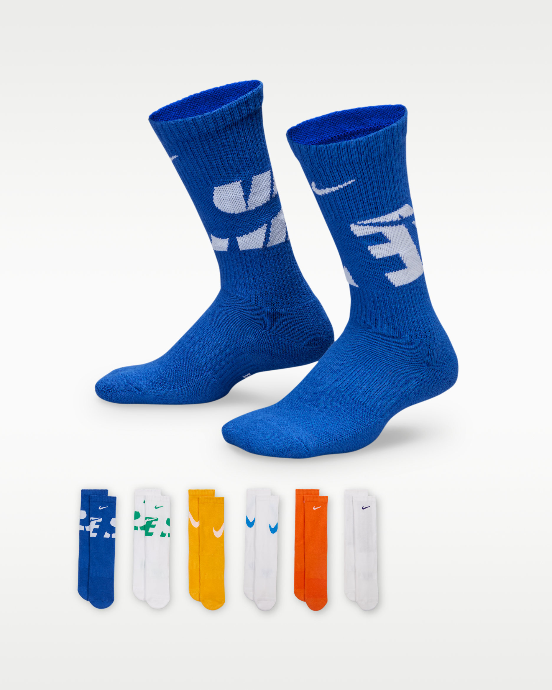 Calcetines largos con amortiguación para niños Nike Everyday (6 pares) - Multicolor