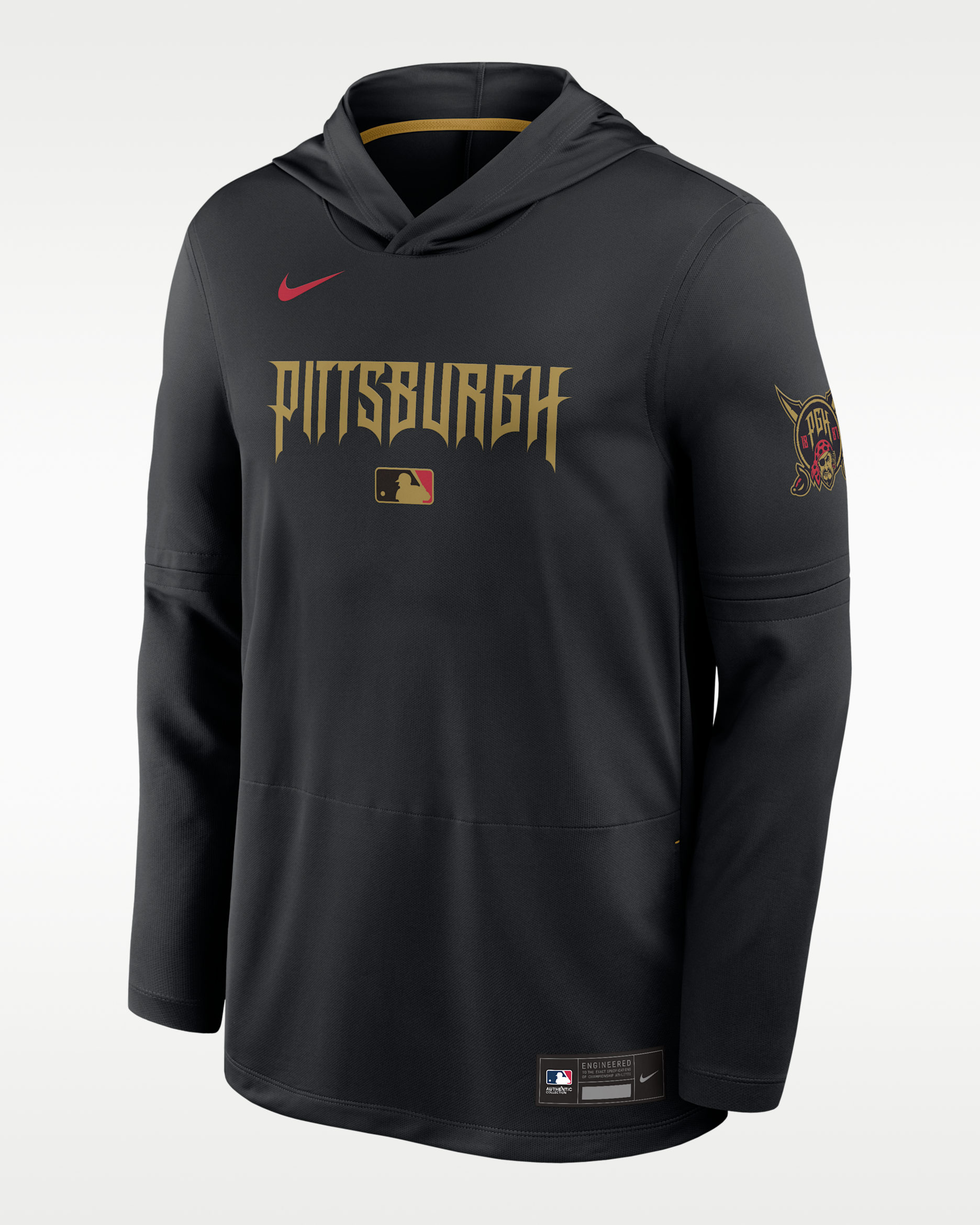 Pittsburgh Pirates City Connect Men's Nike Dri-FIT MLB Long-Sleeve Hooded Top - Black