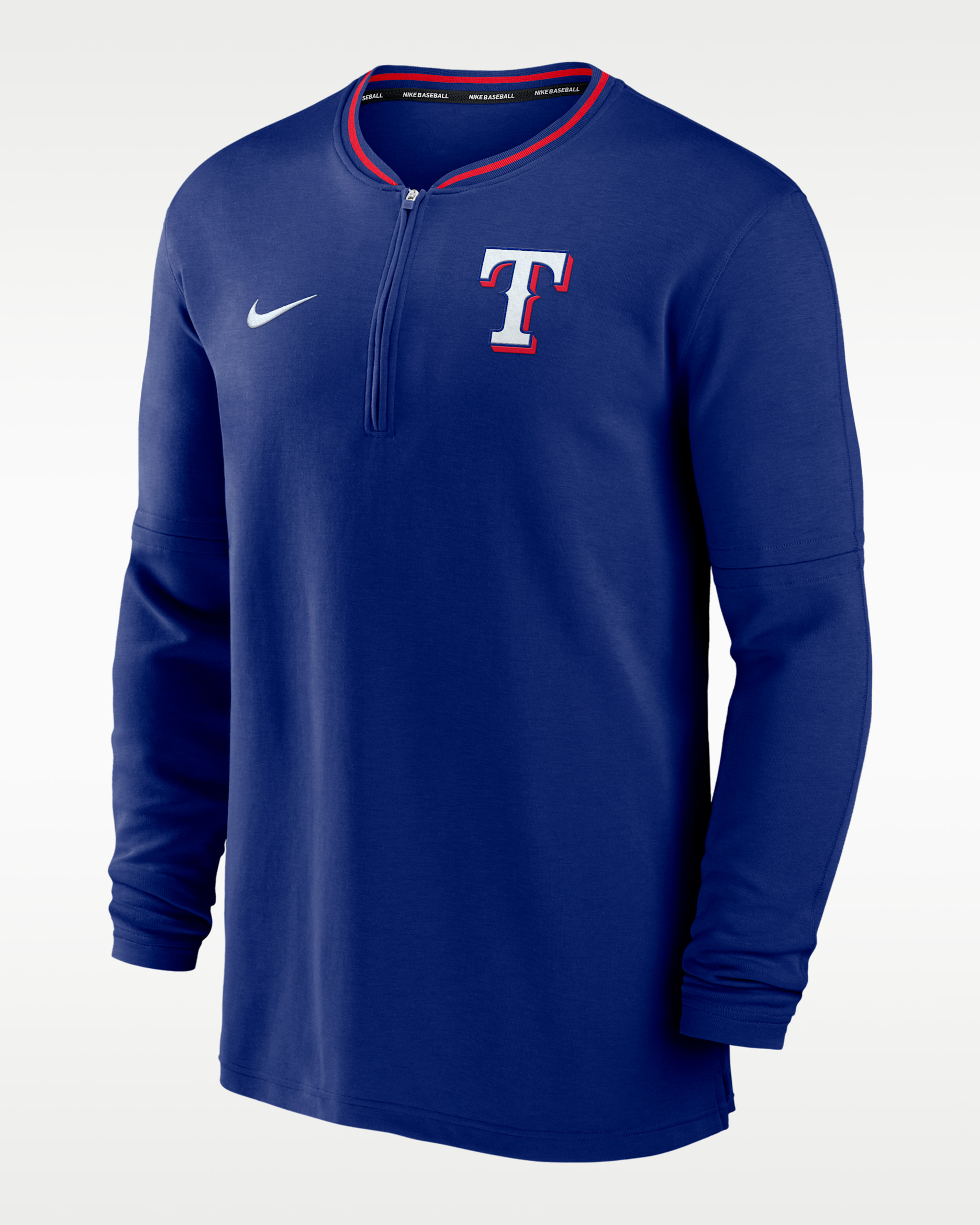 Playera de manga larga Nike Dri-FIT de la MLB de medio cierre para hombre Texas Rangers Authentic Collection - Royal