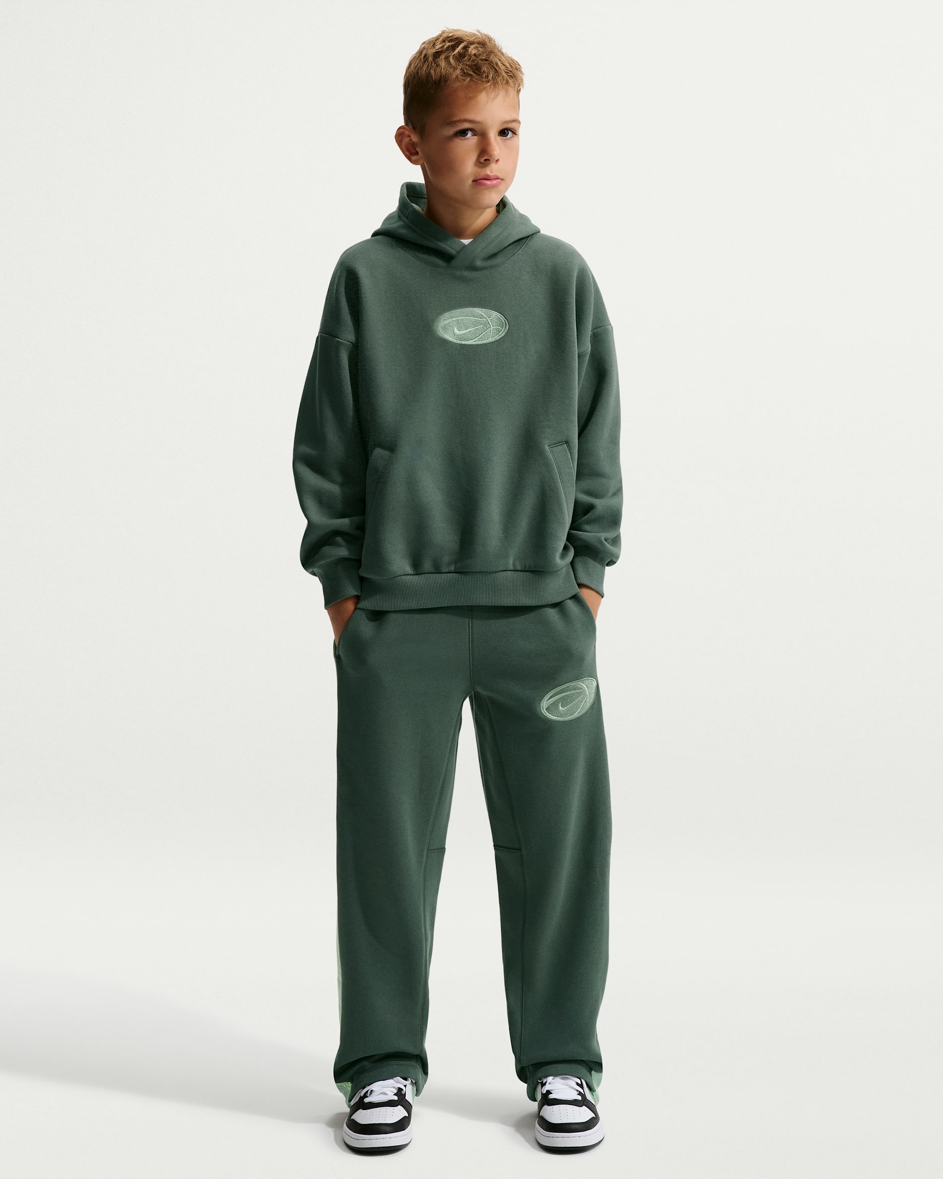 Nike Big Kids' Basketball Pants - Camo Green/Steam/Fennel