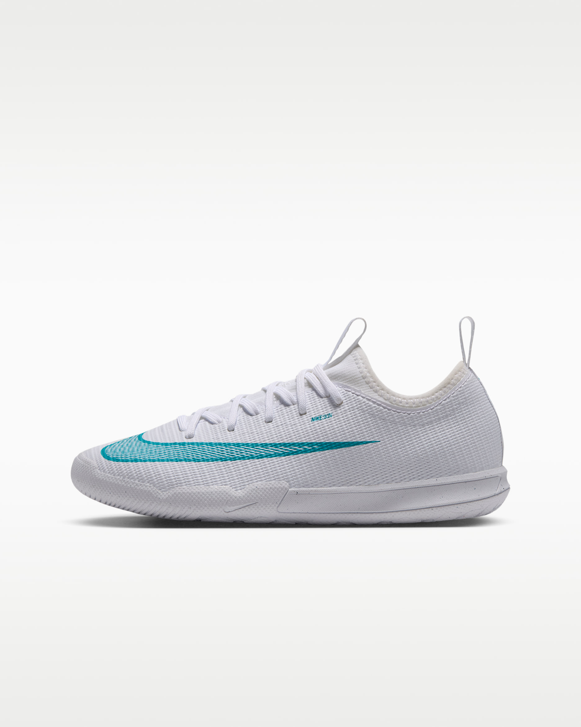 Nike Jr. Mercurial Vapor 17 Academy Big Kids' Indoor/Court Low-Top Soccer Shoes - White/Dusty Cactus