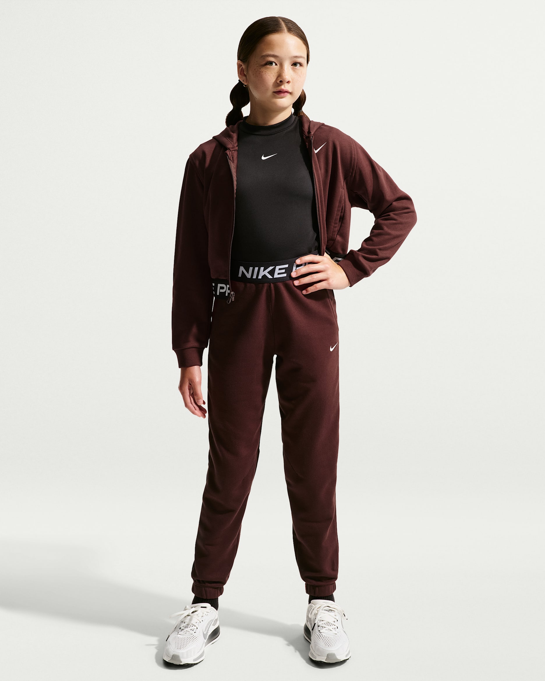 Nike Pro Fleece Big Kids' (Girls') Dri-FIT Joggers - Mystic Dates/Mystic Dates/Black/White