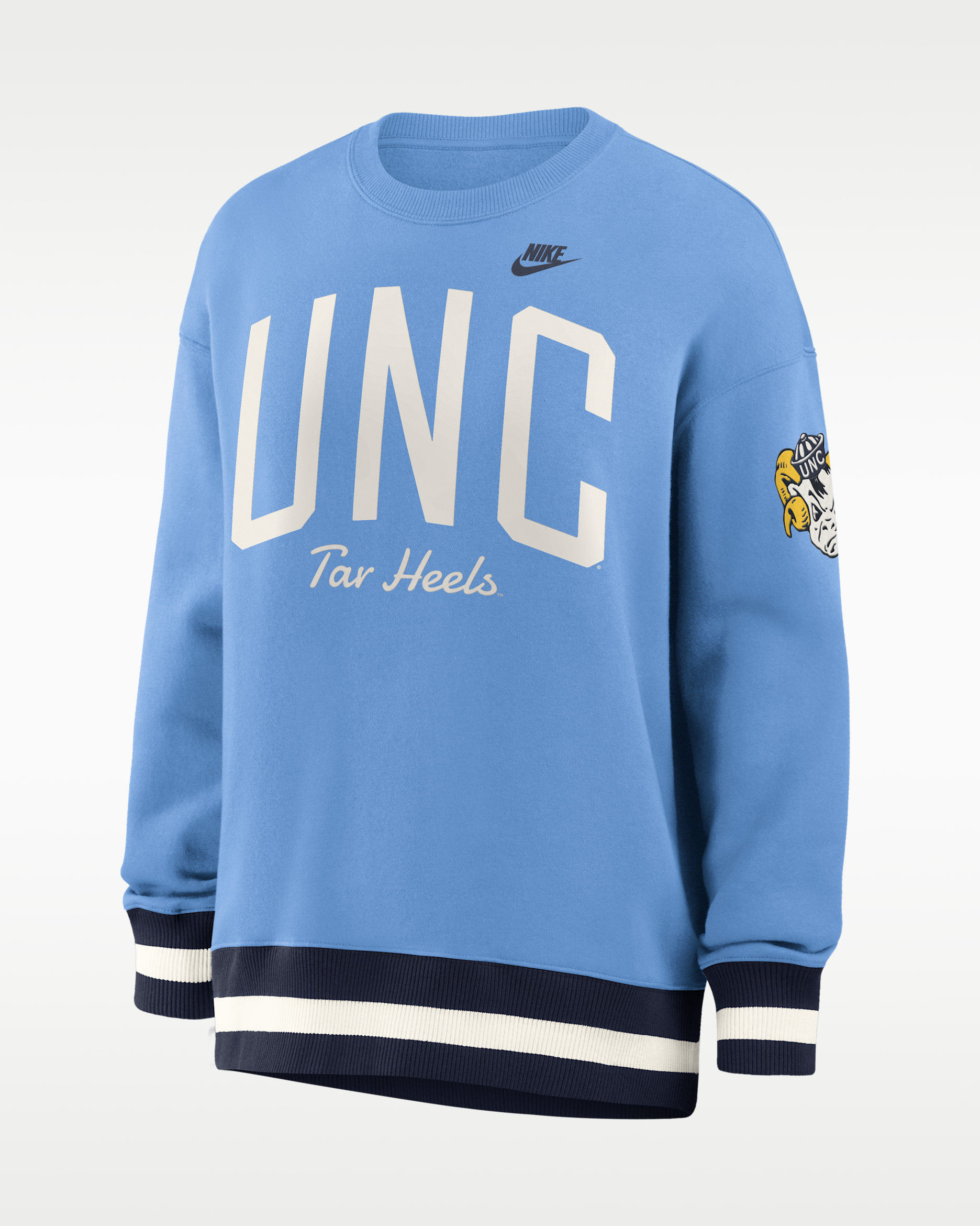 North Carolina Legacy Women's Nike College Pullover Crew - Light Blue/Navy
