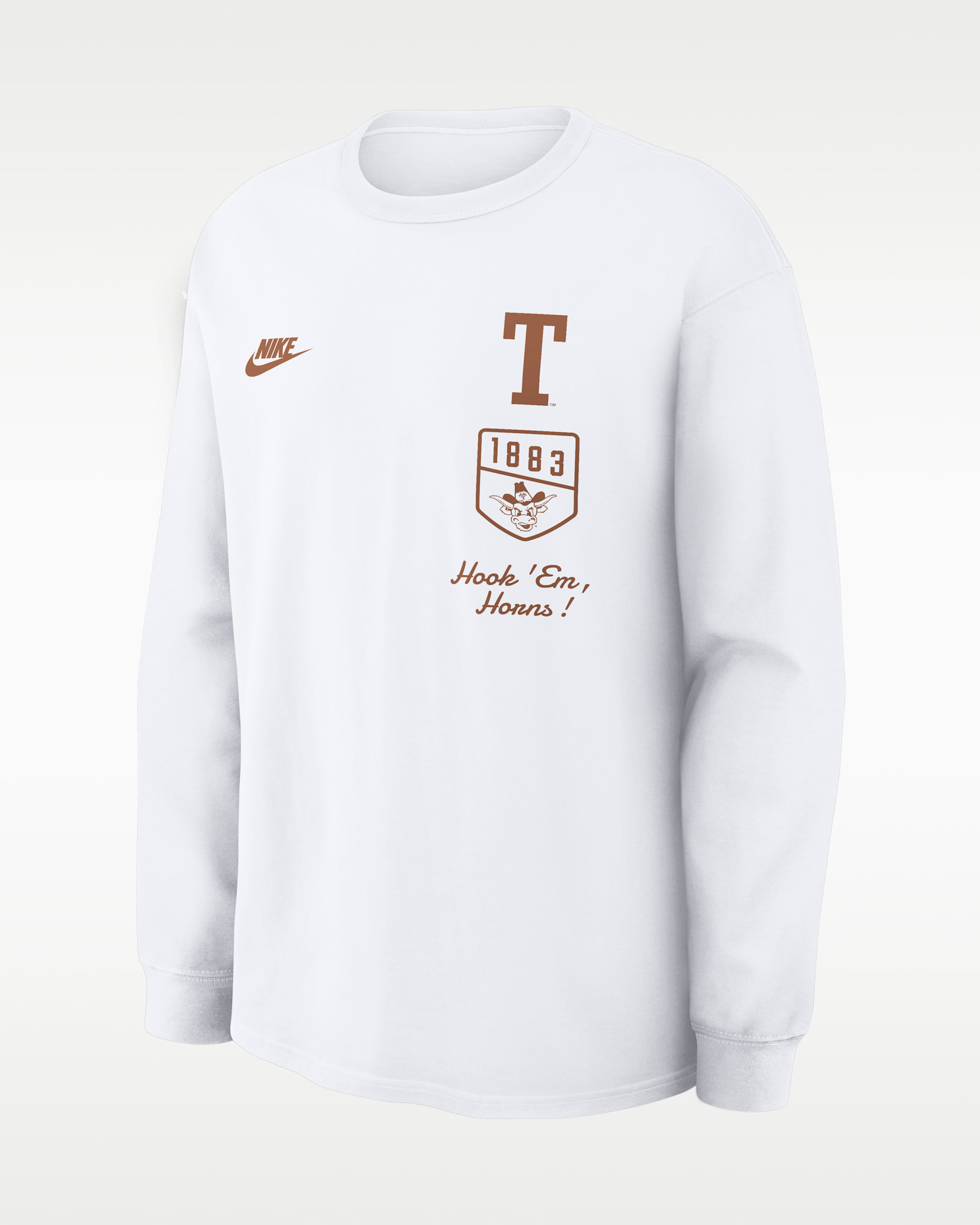 Playera de manga larga universitaria Nike para hombre Texas Legacy - Blanco